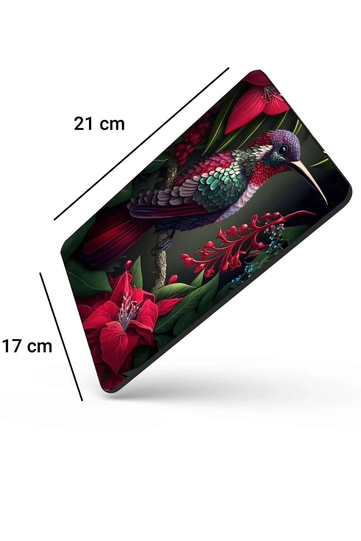 SonicTouch Sinek Kuşu Temalı Pembe Zambak Çiçekli Kaydırmaz Gaming Oyuncu Dikişsiz Mouse Pad17x21cm