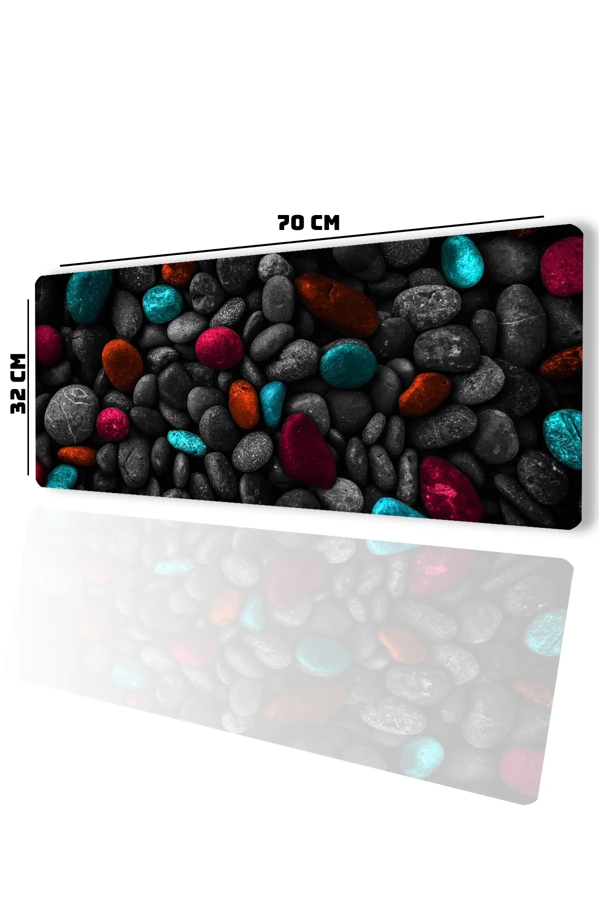 SonicTouch Renkli Çakıl Taşları Gamer Oyuncu Dikişsiz Sıvı Geçirmez Klavye Mouse Pad 32x70Cm