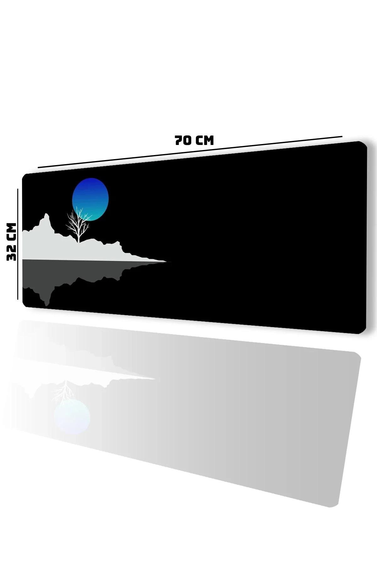 SonicTouch Mavi Ay Karanlık Ufuk Gamer Oyuncu Dikişsiz Sıvı Geçirmez Klavye Mouse Pad 32x70Cm