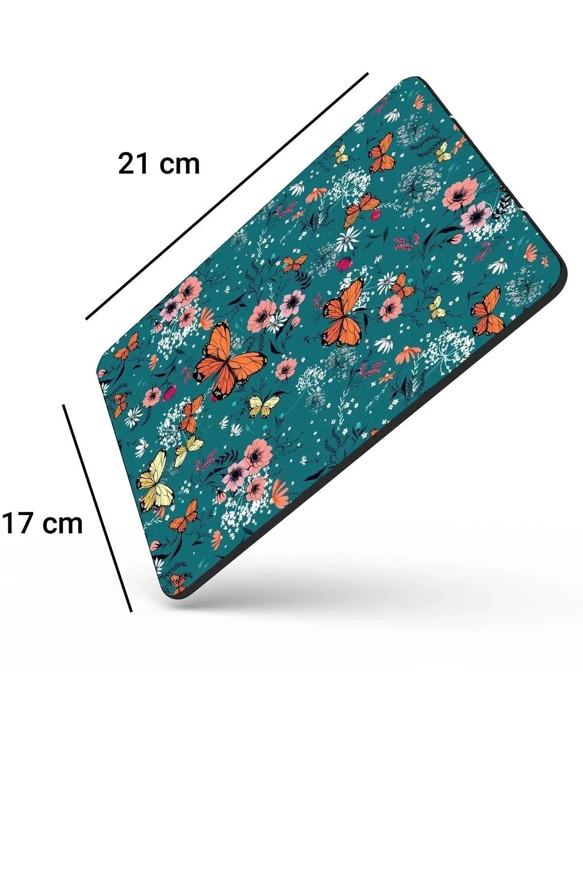 SonicTouch Soimoi Yeşili Turuncu Kelebekli Kaydırmaz Gaming Oyuncu Dikişsiz Mouse Pad17x21cm