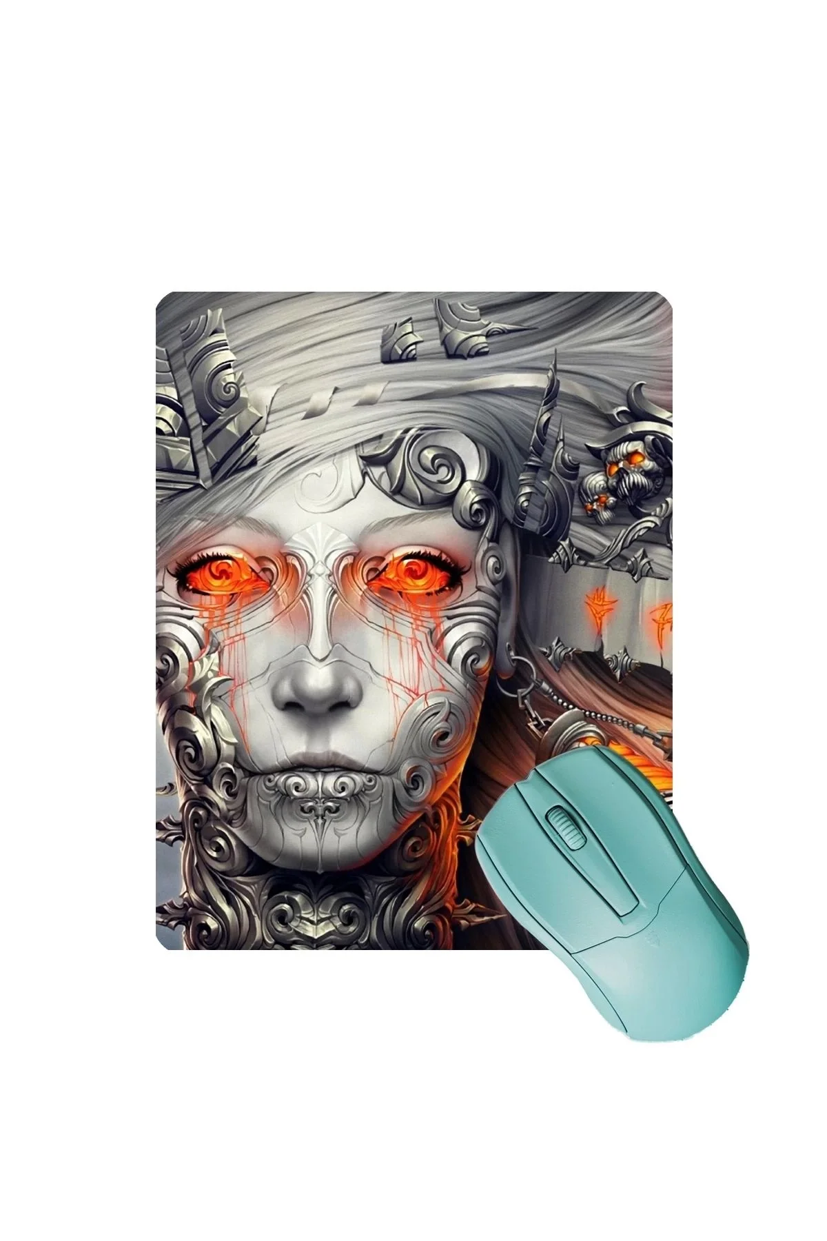 SonicTouch Tanrıça Desenli Gri Kaydırmaz Gaming Oyuncu Masaüstü Dikişsiz Mouse Pad 17x21cm