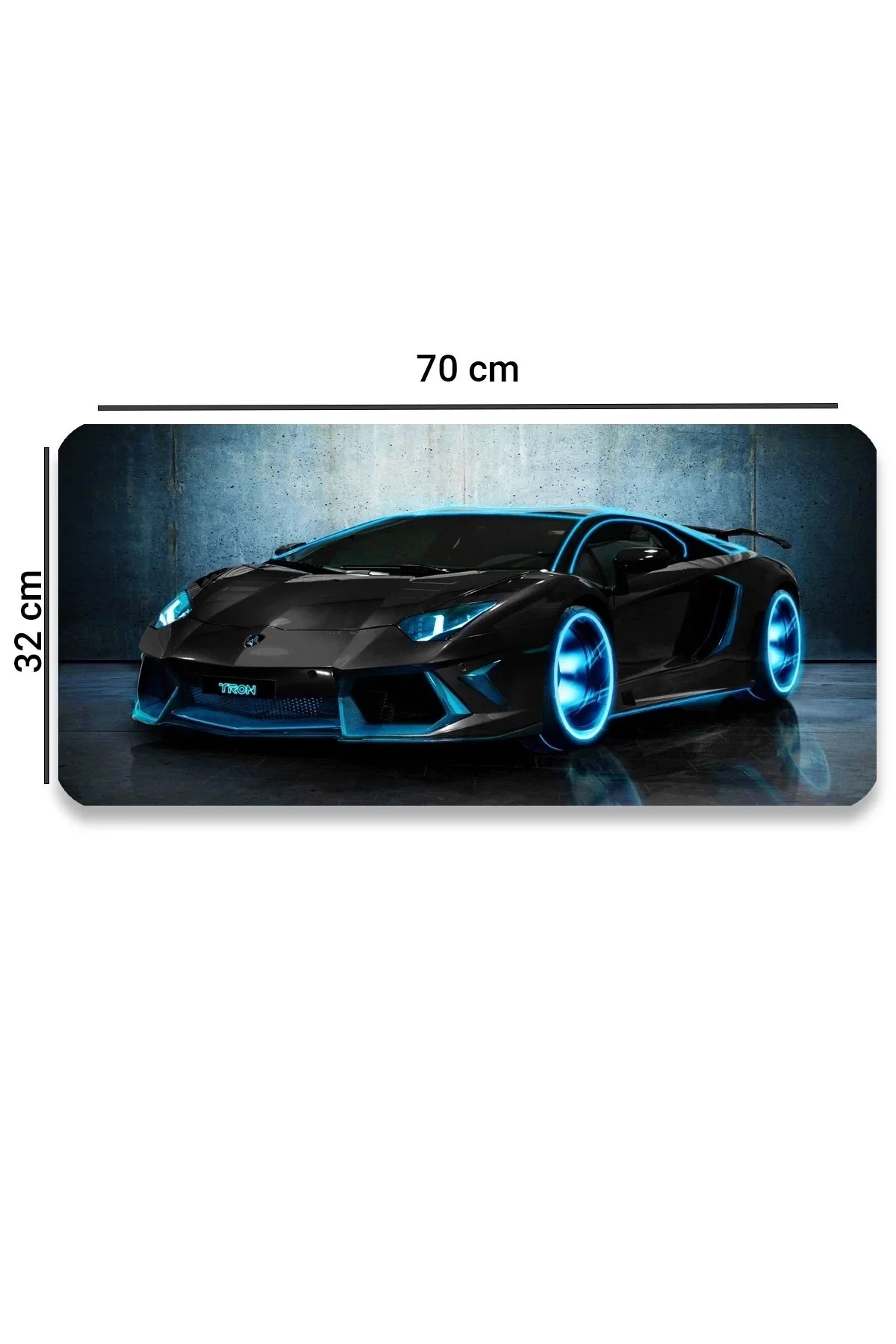 SonicTouch Tron Yarış Arabası Temalı Kaymaz Gaming Oyuncu Masaüstü Dikişsiz Siyah Klavye Mouse Pad 32x70Cm