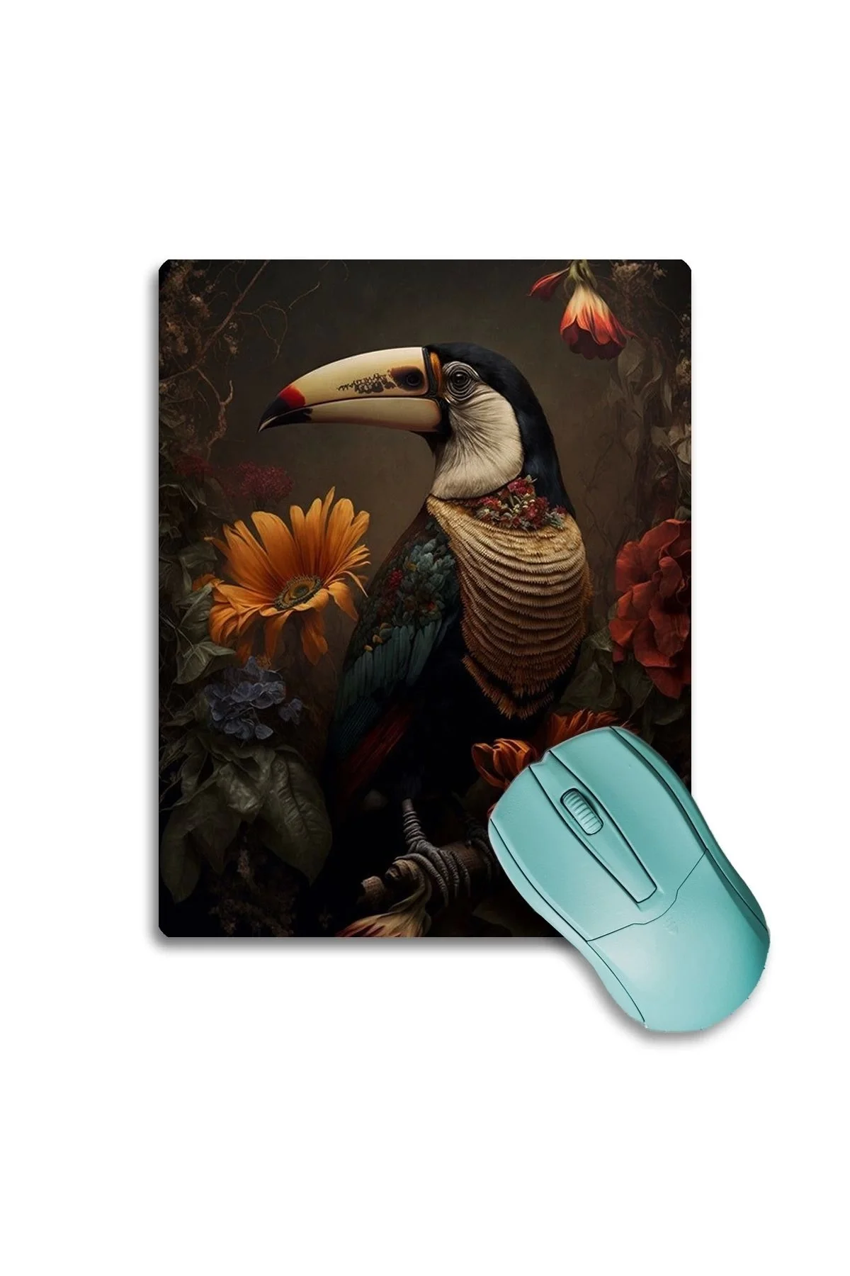 SonicTouch Tukan Papağını Kaydırmaz Gaming Oyuncu Dikişsiz Kahverengi Sarı Mouse Pad17x21cm