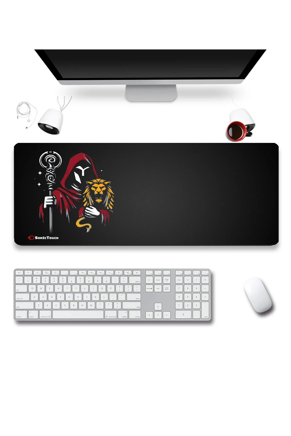 SonicTouch UltraGrand Derin Sarı Kırmızı Siyah Dikişsiz Xl Gaming Oyuncu Klavye Mouse Pad 40x65Cm