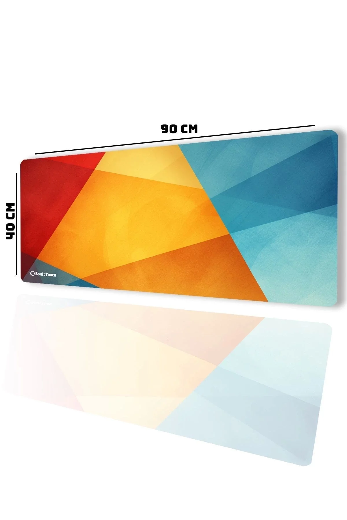 SonicTouch UltraGrand Geometrik Renkler Gamer Oyuncu Xxl Sarı Kırmızı Klavye Mouse Pad 40x90Cm
