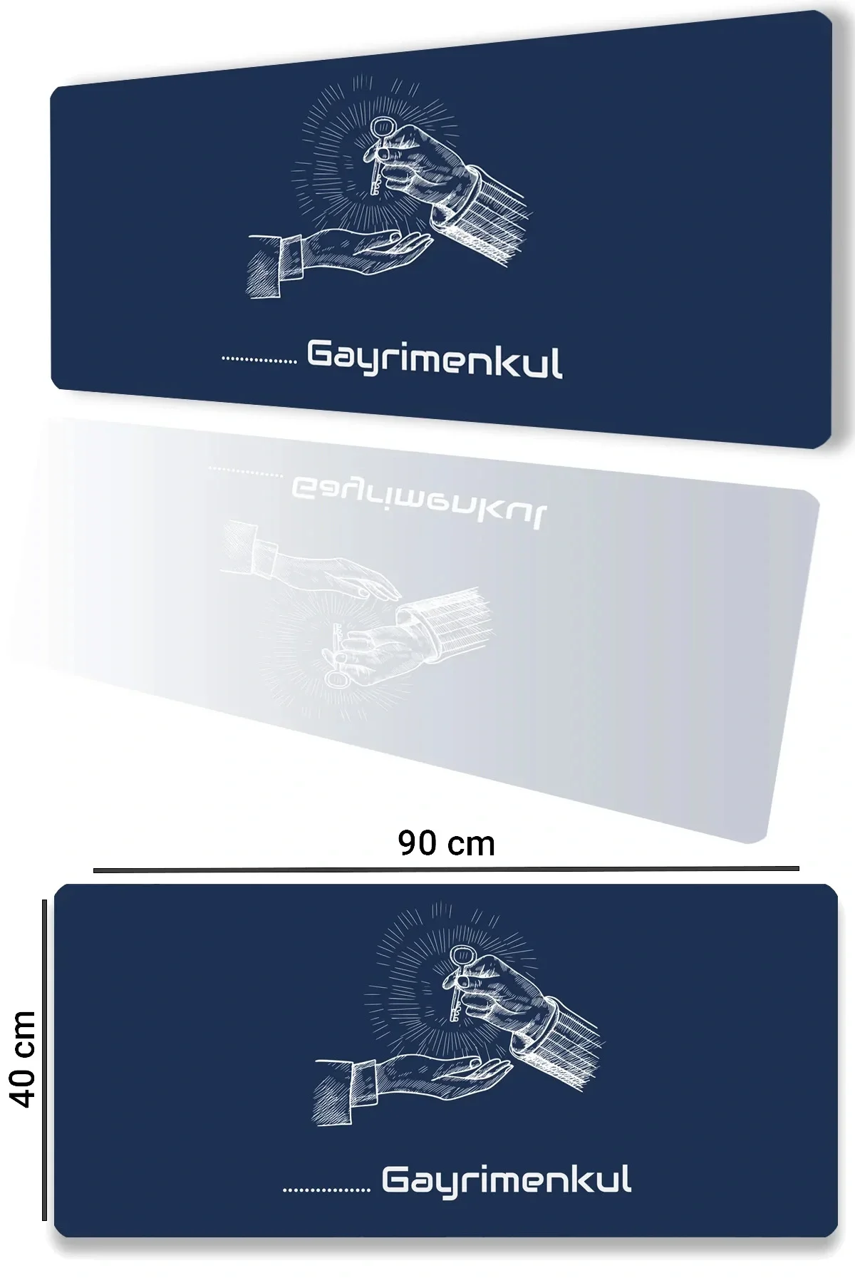 SonicTouch UltraGrand İsme Kişiye Firmaya Özel Emlakçı Gayrimenkul Ofisi Lacivert Xxl Klavye Mouse Pad 40x90cm
