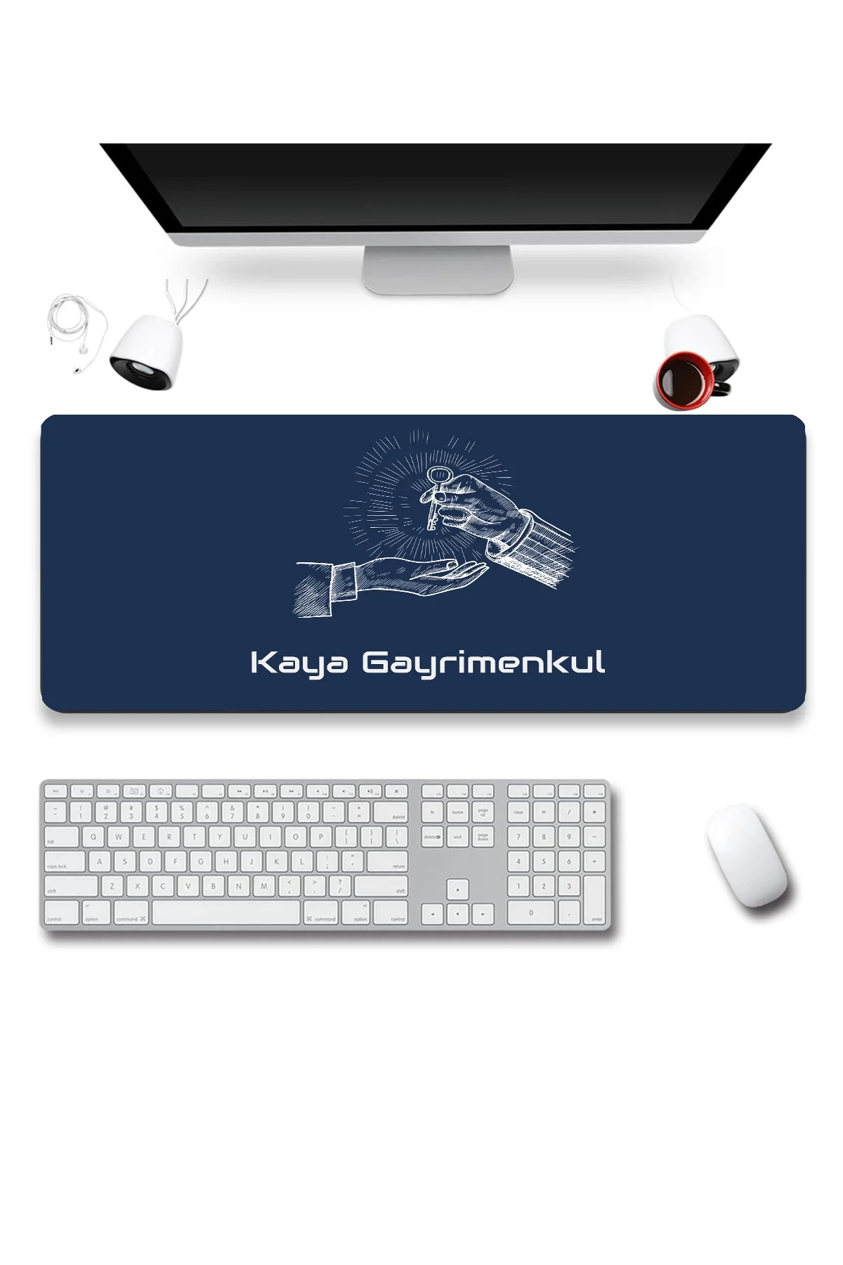 SonicTouch UltraGrand İsme Kişiye Firmaya Özel Emlakçı Gayrimenkul Ofisi Lacivert Xxl Klavye Mouse Pad 40x90cm