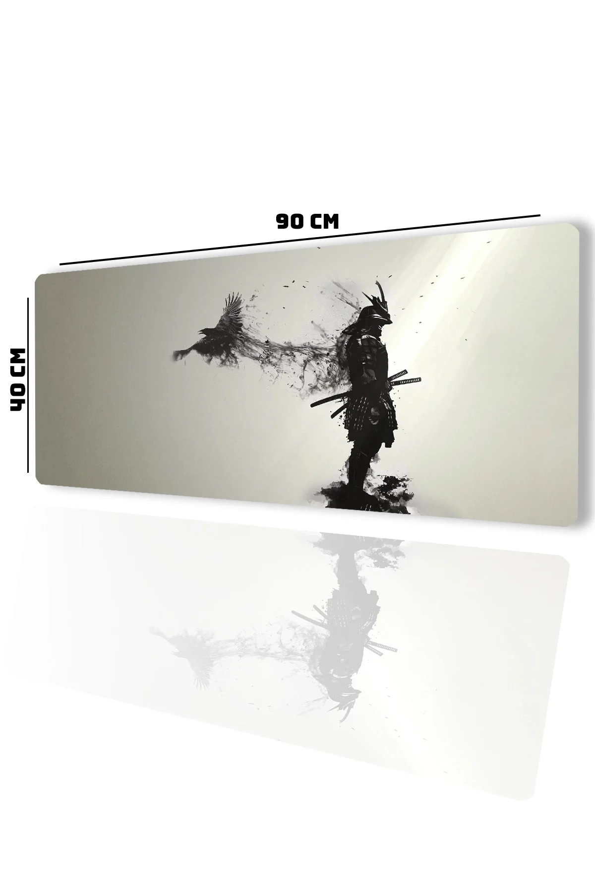 SonicTouch UltraGrand Kuzgun ve Samuray Dikişsiz Xxl Gaming Oyuncu Masaüstü Siyah Beyaz Klavye Mouse Pad 40x90Cm