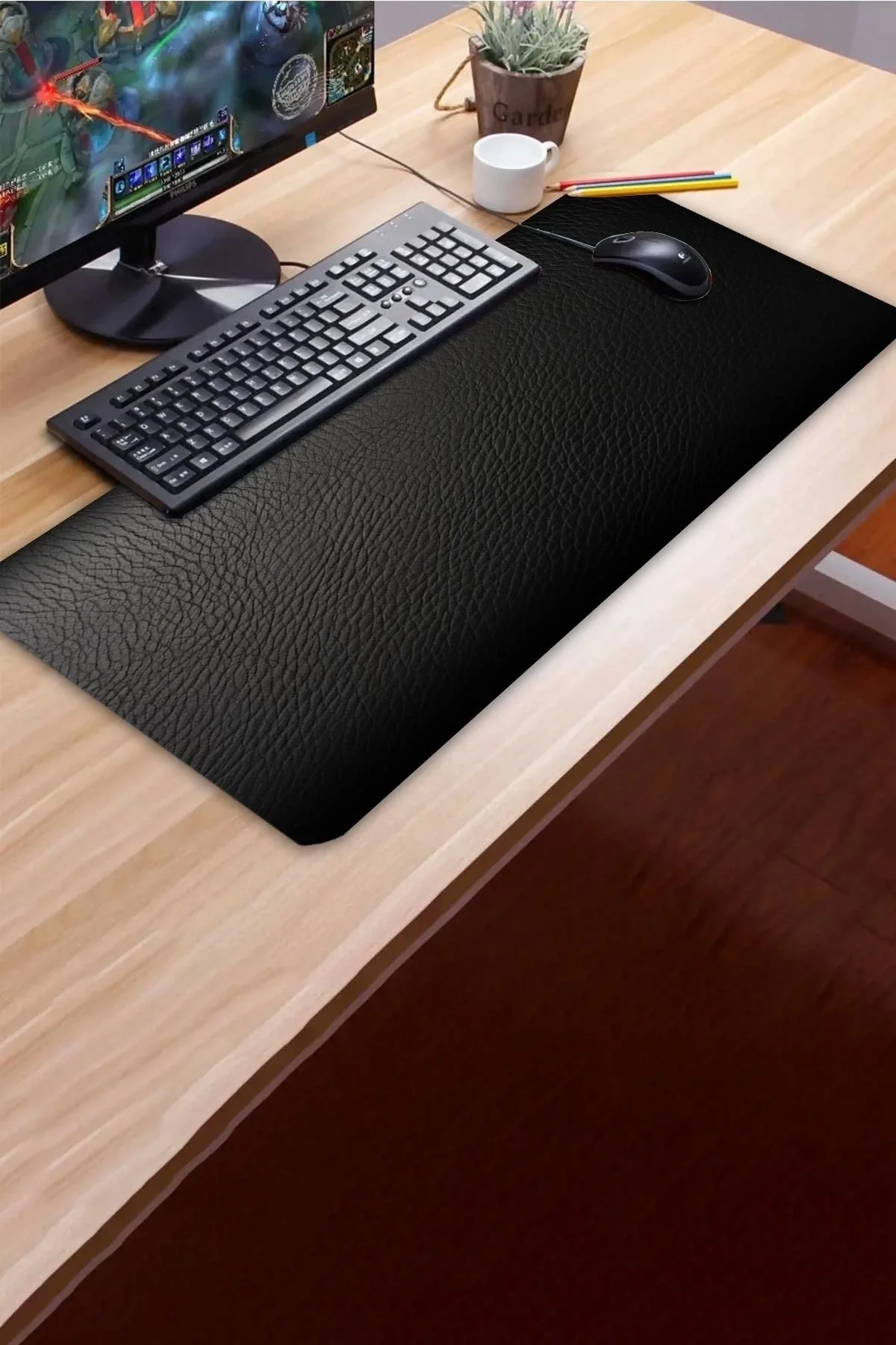 SonicTouch UltraGrand Model Siyah Pürüzsüz Dikişsiz Xxl Gaming Oyuncu Masaüstü Klavye Mouse Pad 40x90Cm