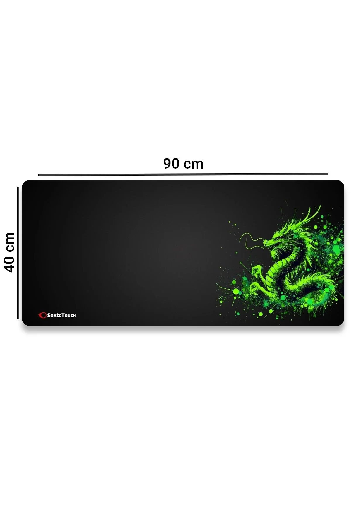SonicTouch UltraGrand Siyah Neon Yeşili Ejder Dragon Dikişsiz Xxl Gaming Oyuncu Masaüstü Klavye Mouse Pad 40x90Cm