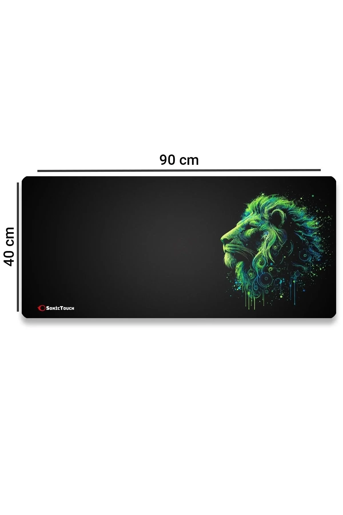SonicTouch UltraGrand Siyah ve Neon Yeşili Aslan Dikişsiz Xxl Gaming Oyuncu Masaüstü Klavye Mouse Pad 40x90Cm