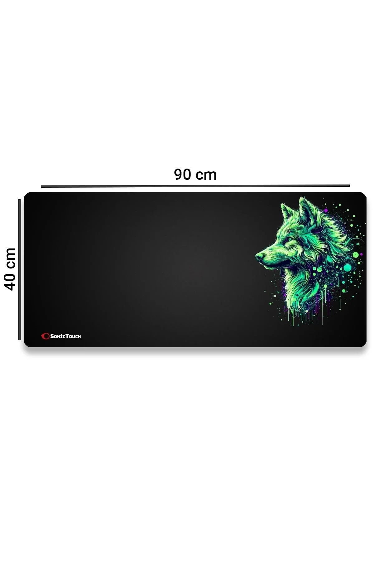SonicTouch UltraGrand Siyah ve Neon Yeşili Kurt Dikişsiz Xxl Gaming Oyuncu Masaüstü Klavye Mouse Pad 40x90Cm