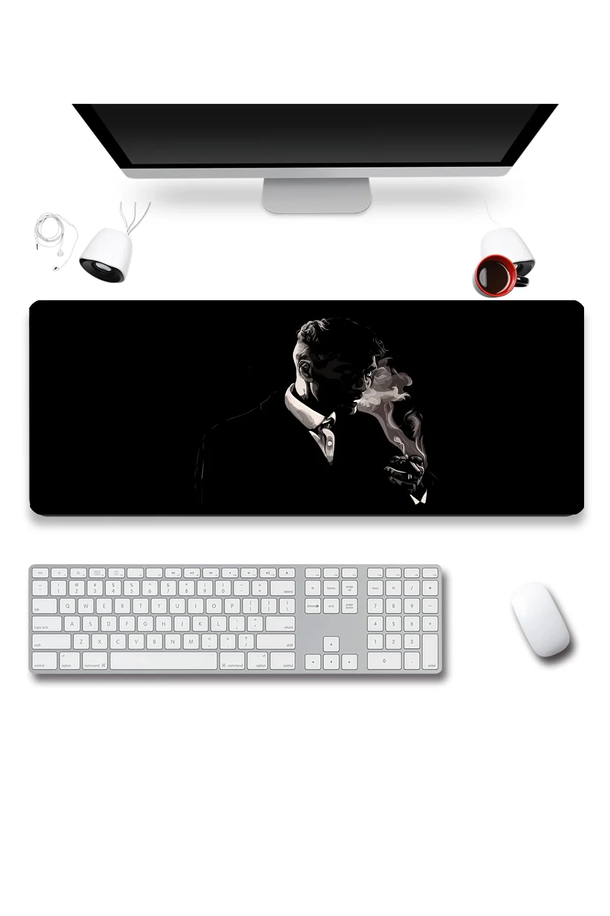 SonicTouch UltraGrand Tommy Shelby Sigara Dumanı Peaky Blinders Dikişsiz Xxl Gaming Oyuncu Masaüstü Klavye Mouse Pad 40x90Cm