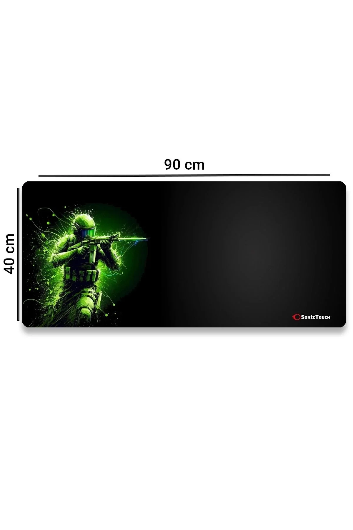 SonicTouch UltraGrand Siyah ve Neon Yeşili Savaşçı Dikişsiz Xxl Gaming Oyuncu Masaüstü Klavye Mouse Pad 40x90Cm