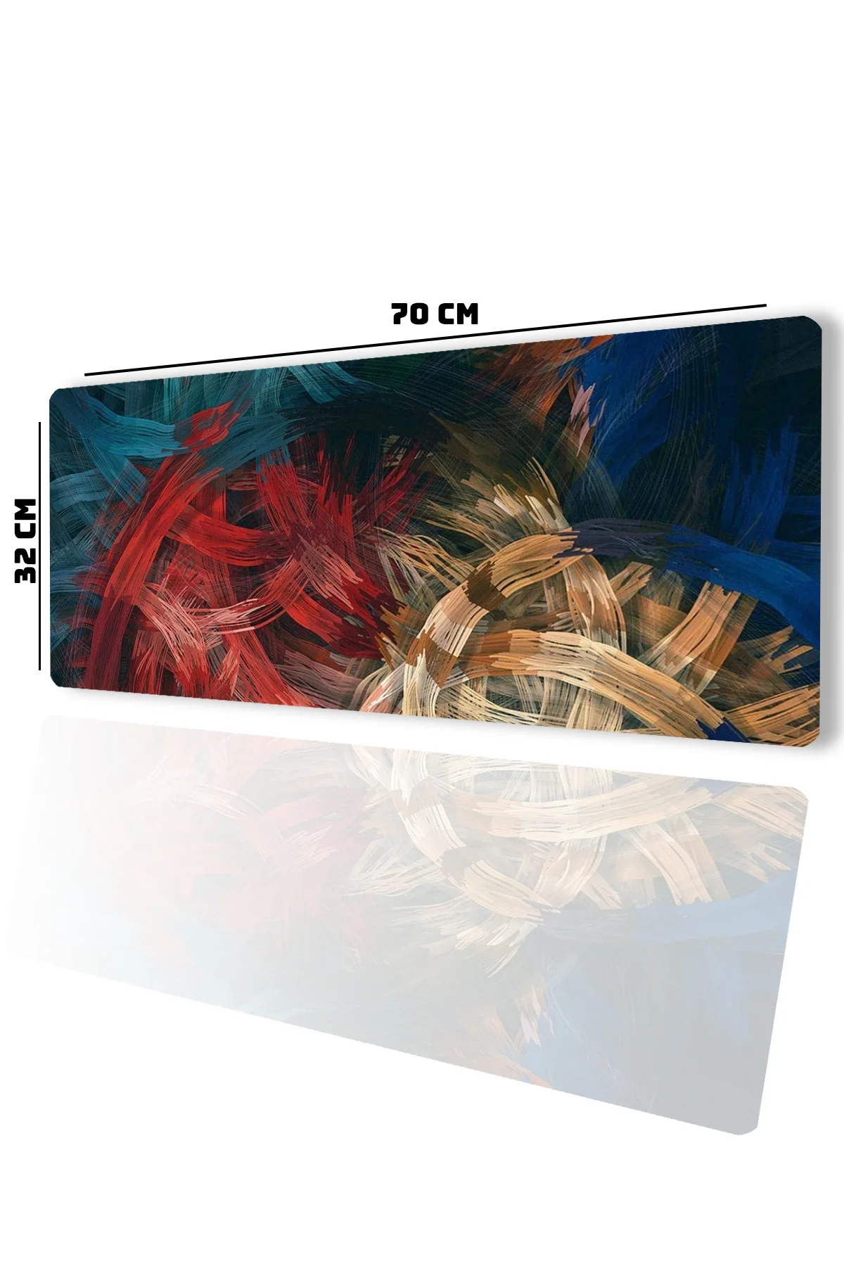 SonicTouch Soyut Renkli Çizgiler Gamer Oyuncu Dikişsiz Sıvı Geçirmez Klavye Mouse Pad 32x70Cm