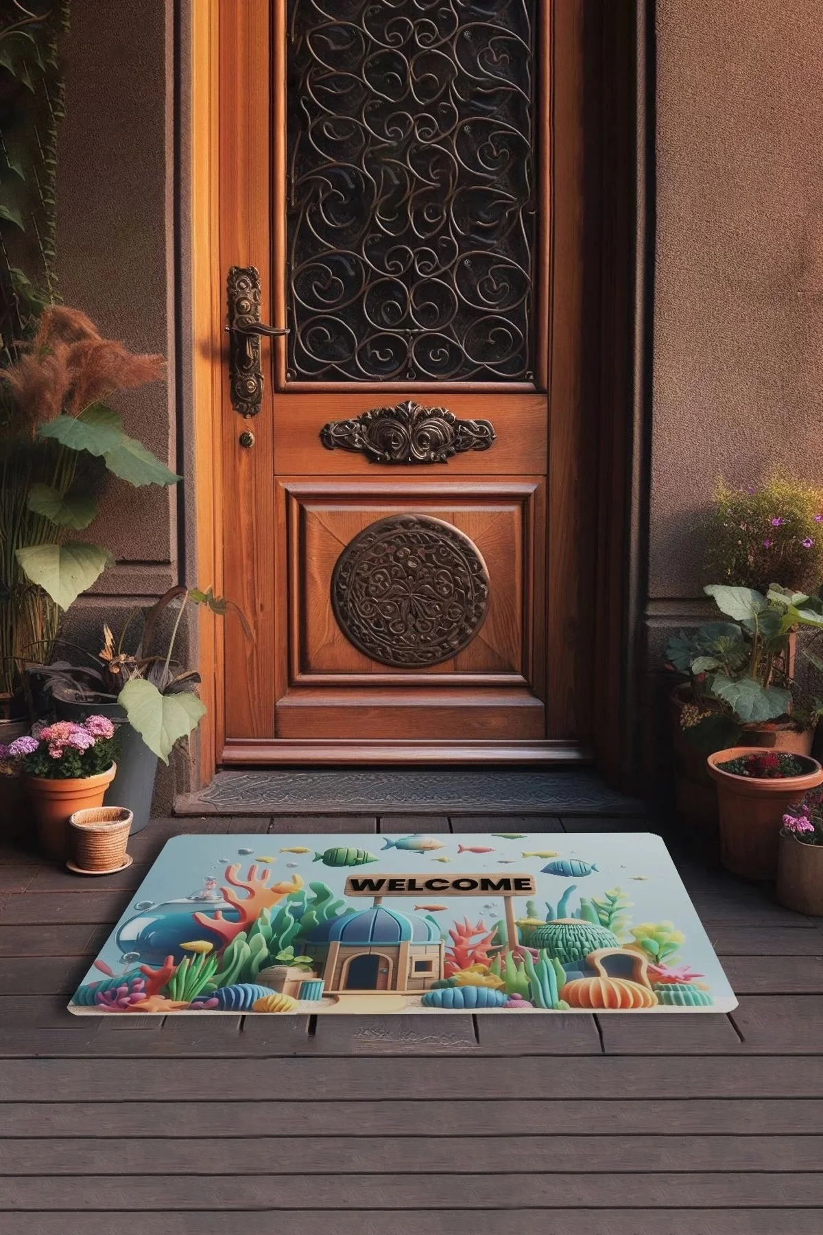 Valerine Life Akvaryum City Hoş Geldiniz Kapı Önü Paspası 45x70cm