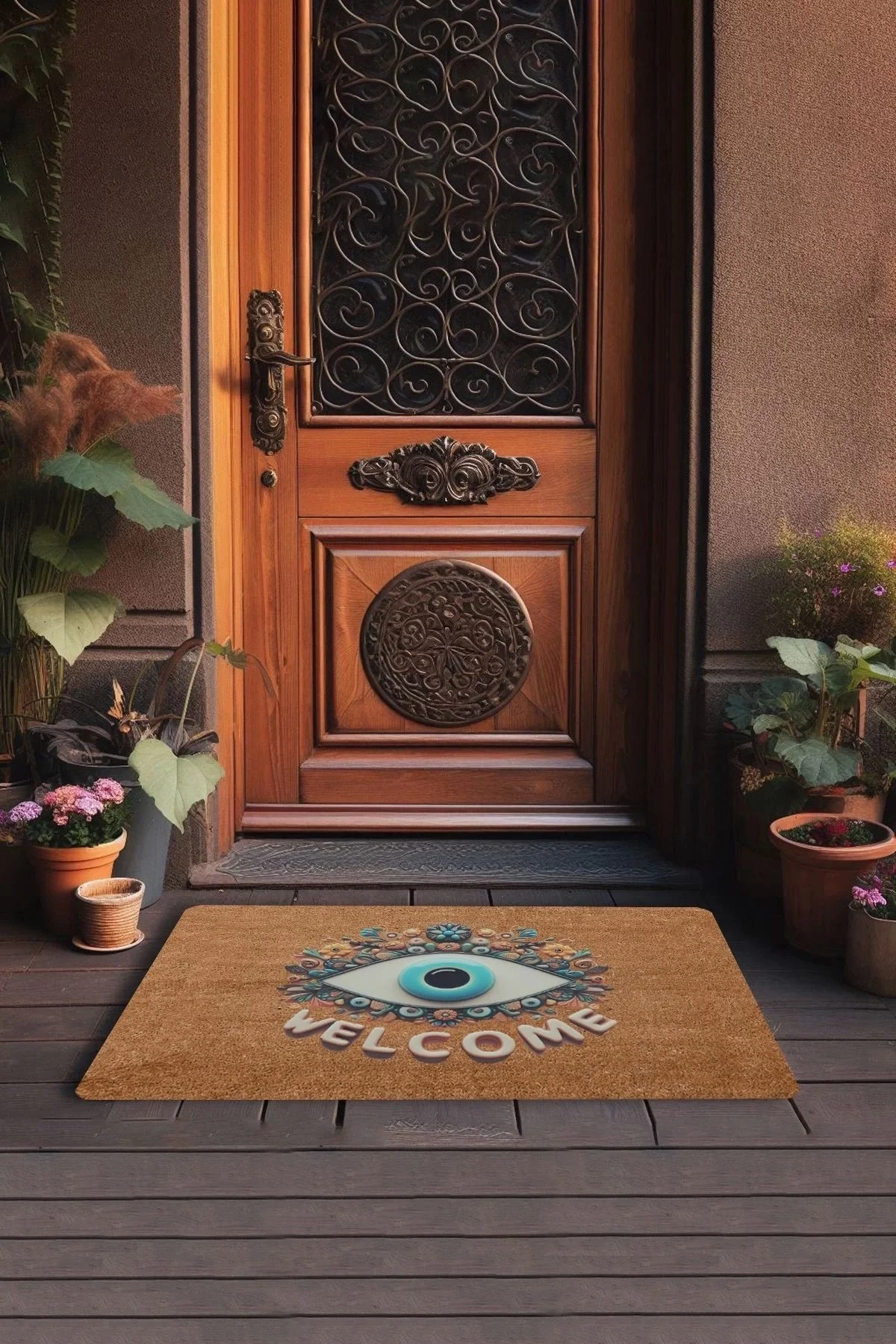 Valerine Life Aman Göz Değmesin Nazar Boncuğu Welcome Kapı Önü Paspası 45x70cm