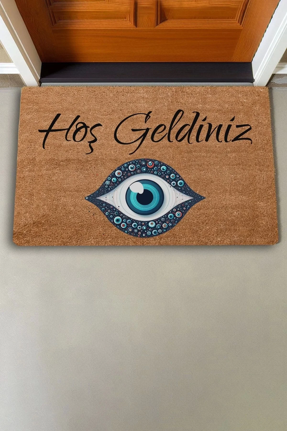 Valerine Life Aman Göze Gelmeyelim Nazar Boncuğu Hoş Geldiniz Kapı Önü Paspası 45x70cm