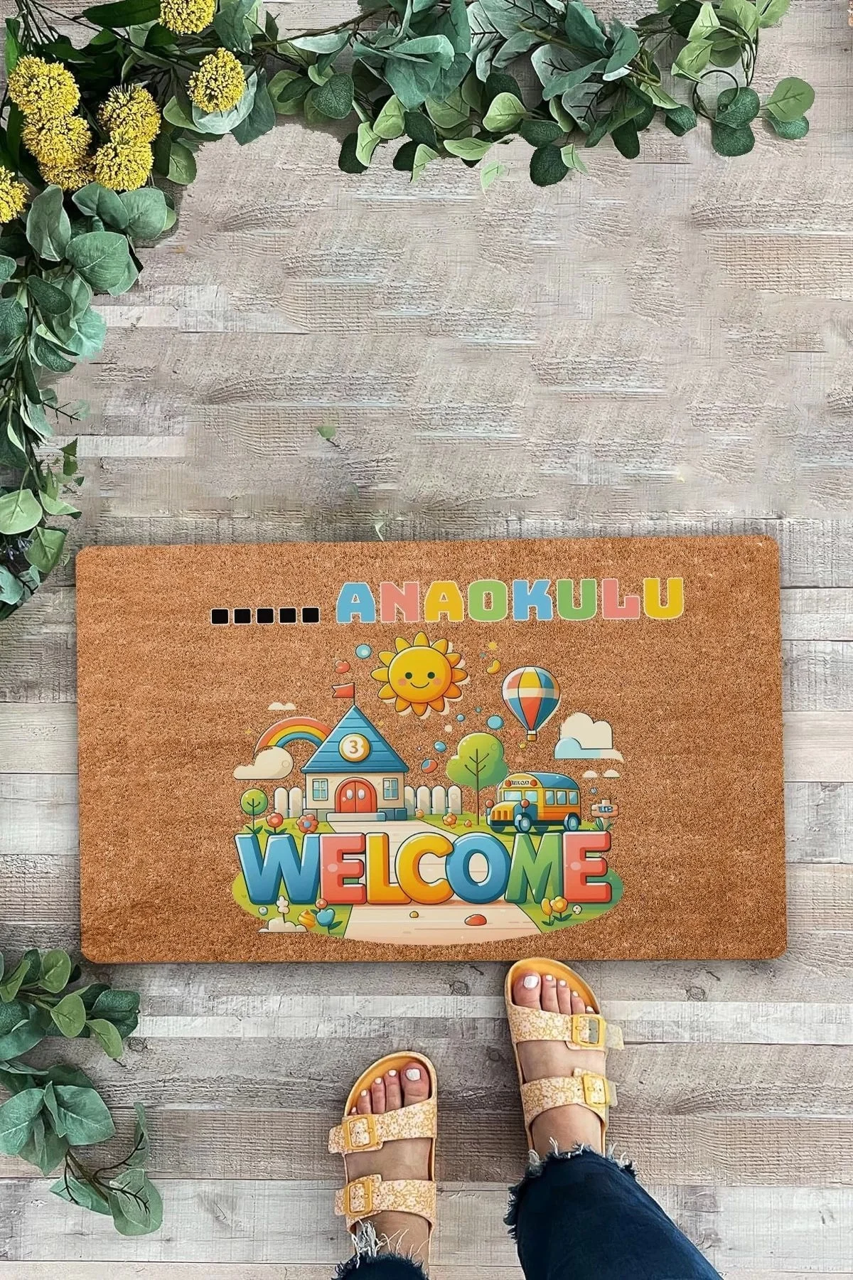 Valerine Life Anaokuluna Özel Hoş Geldiniz Kapı Önü Paspası 45x70cm
