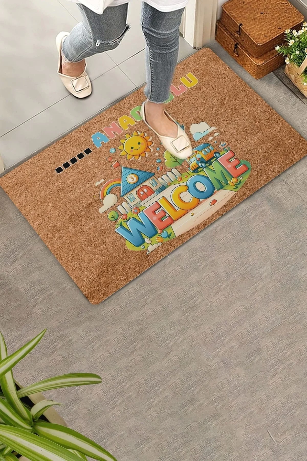 Valerine Life Anaokuluna Özel Hoş Geldiniz Kapı Önü Paspası 45x70cm