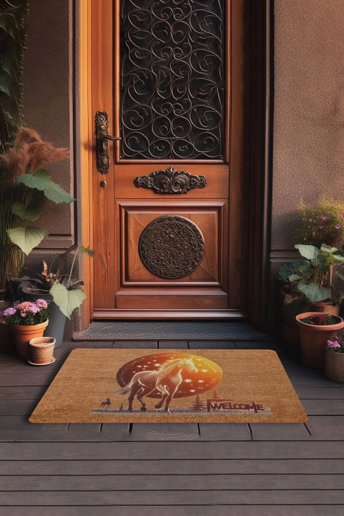 Valerine Life Asil Kızıl At Welcome Kapı Önü Paspası 45x70cm