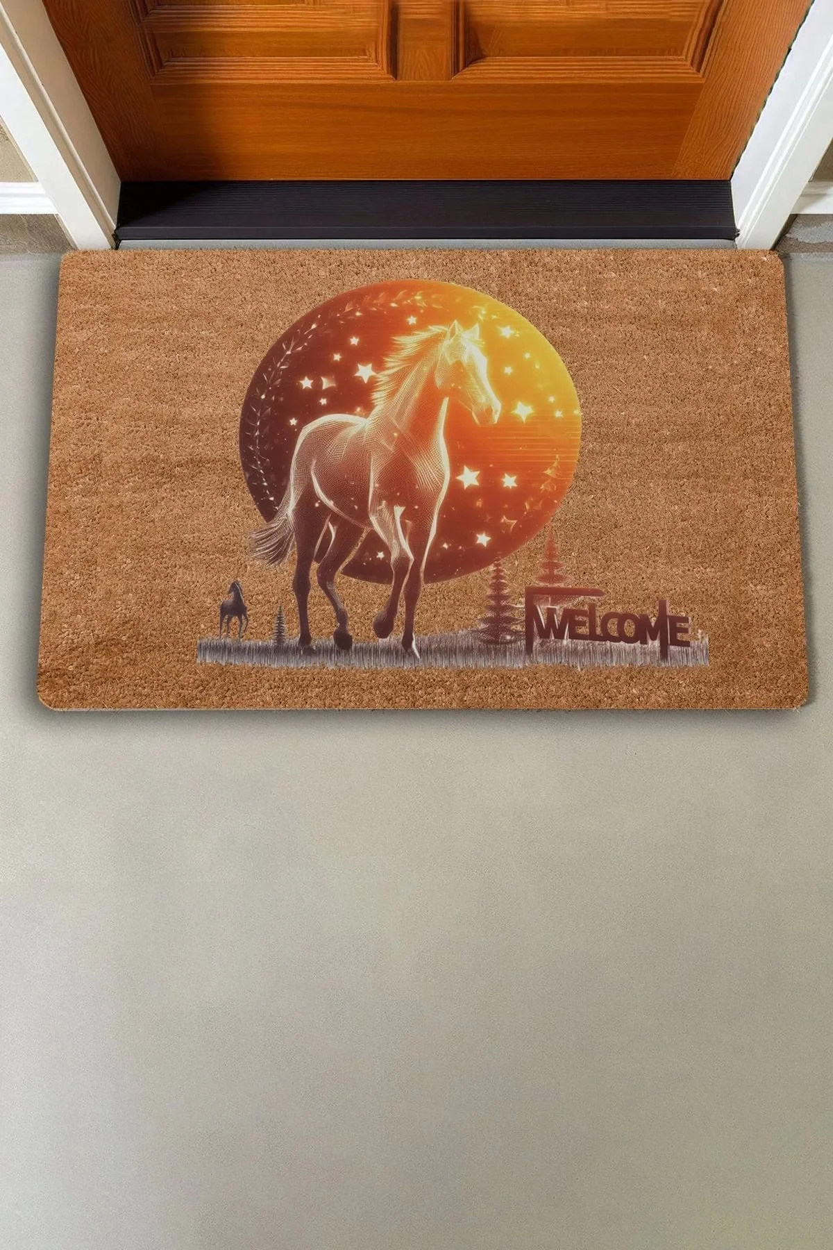 Valerine Life Asil Kızıl At Welcome Kapı Önü Paspası 45x70cm