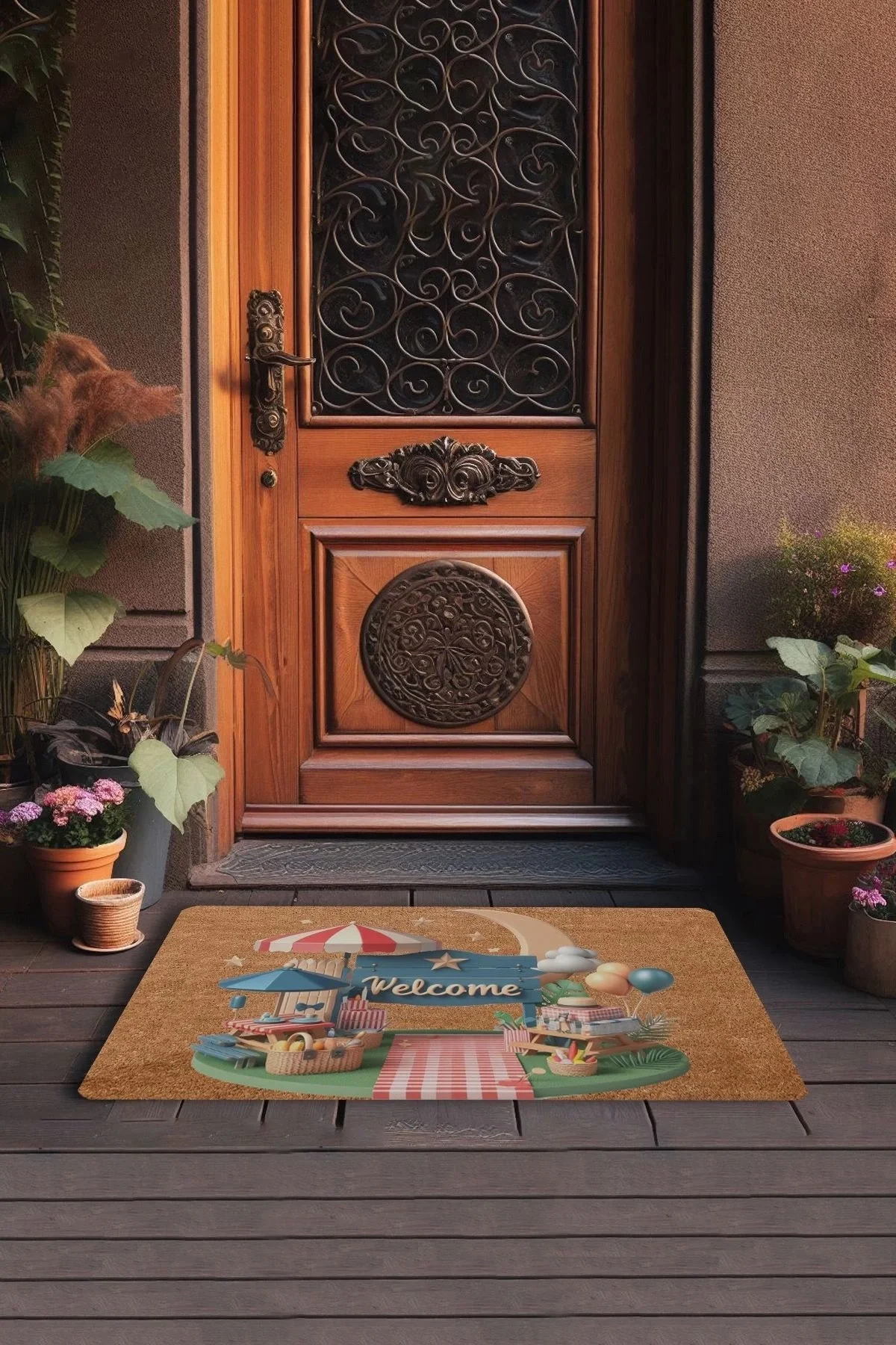 Valerine Life Ay ve Piknik Temalı Welcome Kapı Önü Paspası 45x70cm