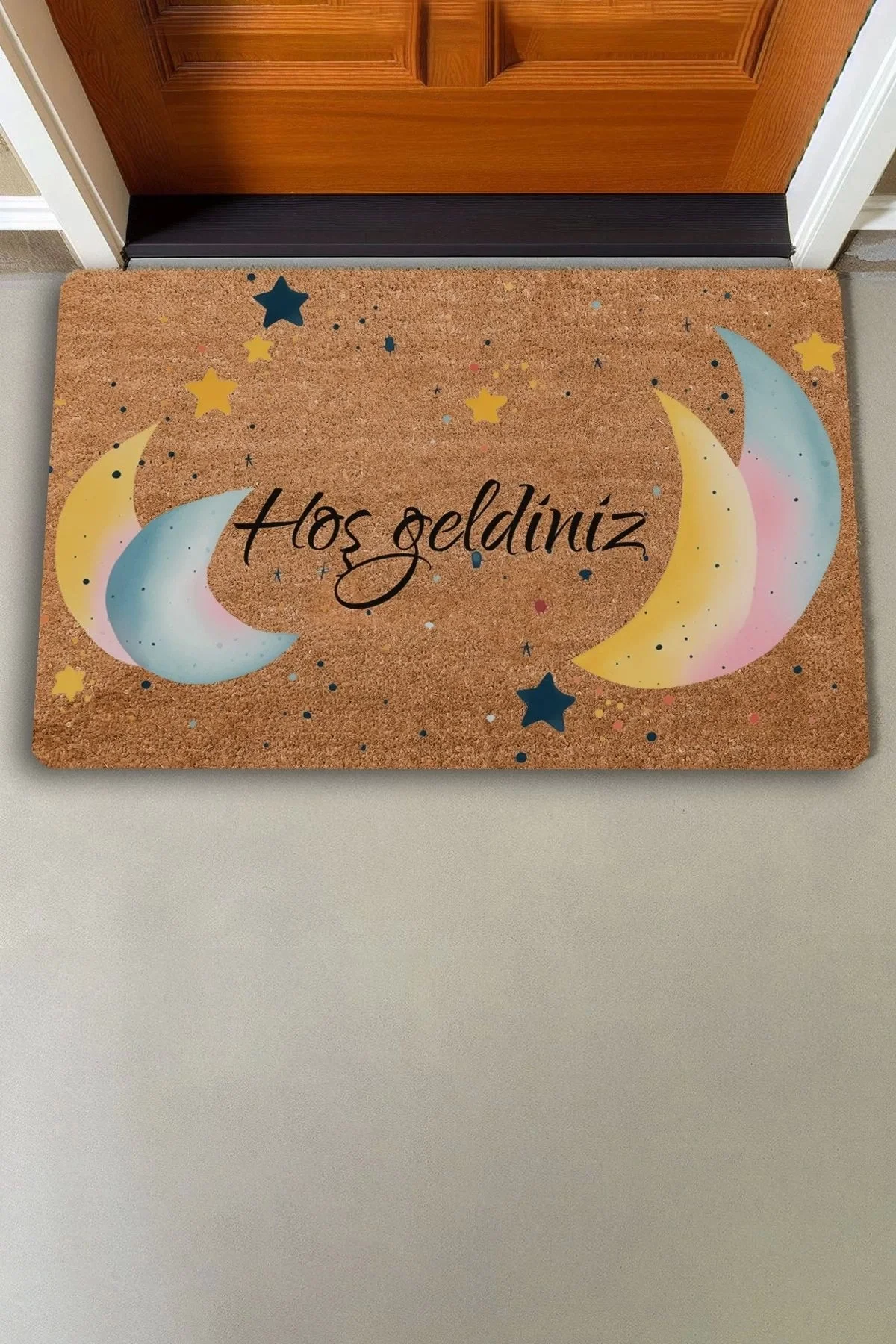 Valerine Life Ay ve Yıldız Temalı Hoş Geldiniz Kapı Önü Paspası 45x70cm