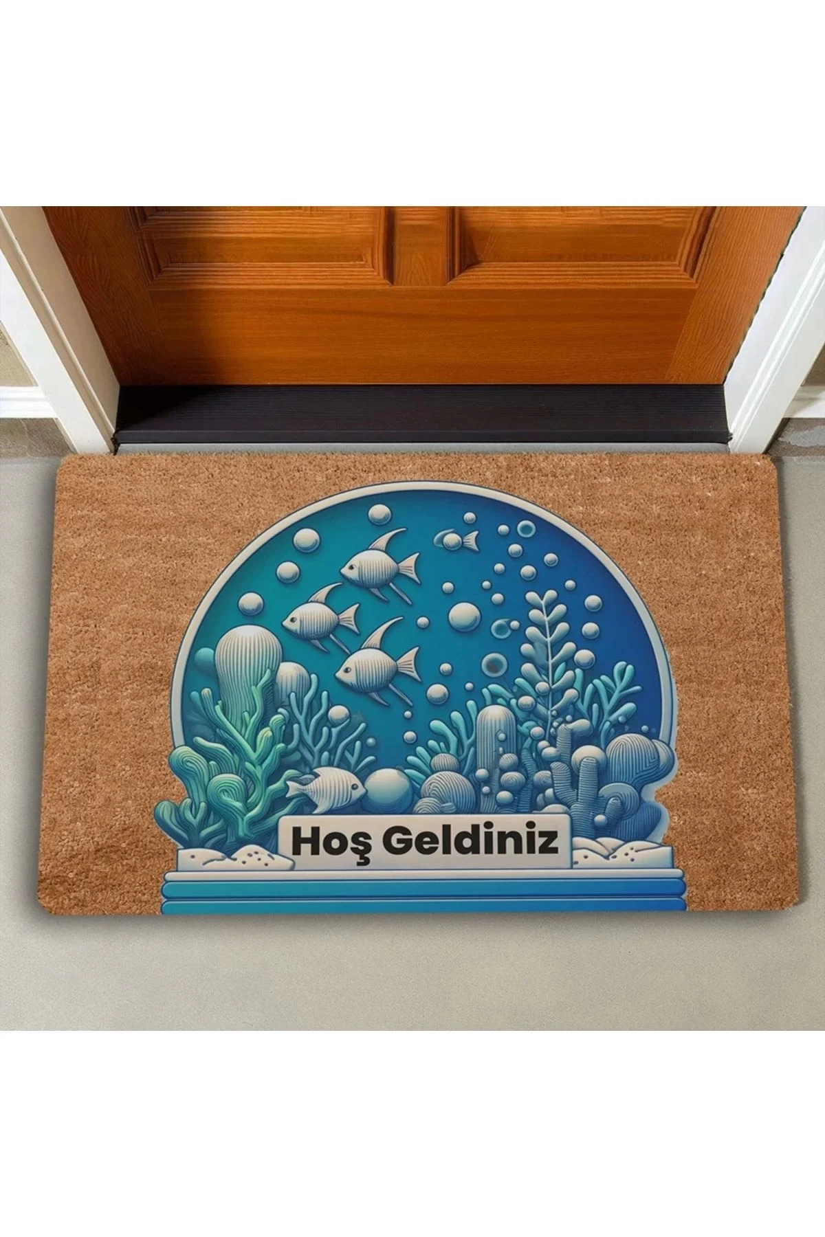 Valerine Life Balıklar ve Deniz Çayırları Hoş Geldiniz Kapı Önü Paspası 45x70cm