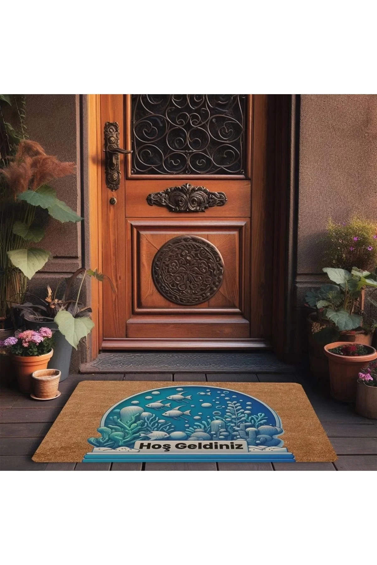 Valerine Life Balıklar ve Deniz Çayırları Hoş Geldiniz Kapı Önü Paspası 45x70cm
