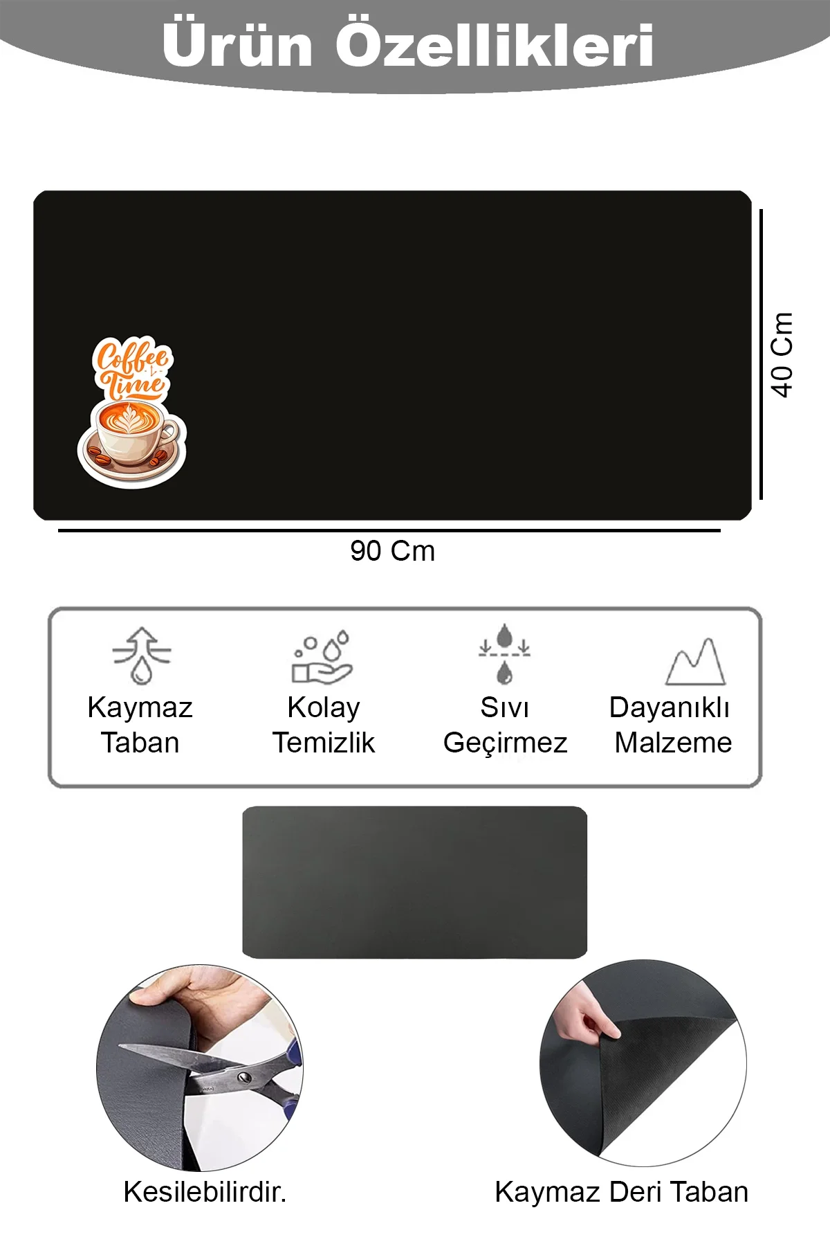 Valerine Life Barista Matı Sıvı Geçirmez Büyük Boy XXL Kahve Barı Espresso Kahve Makinesi Pad 40x90cm 27241223