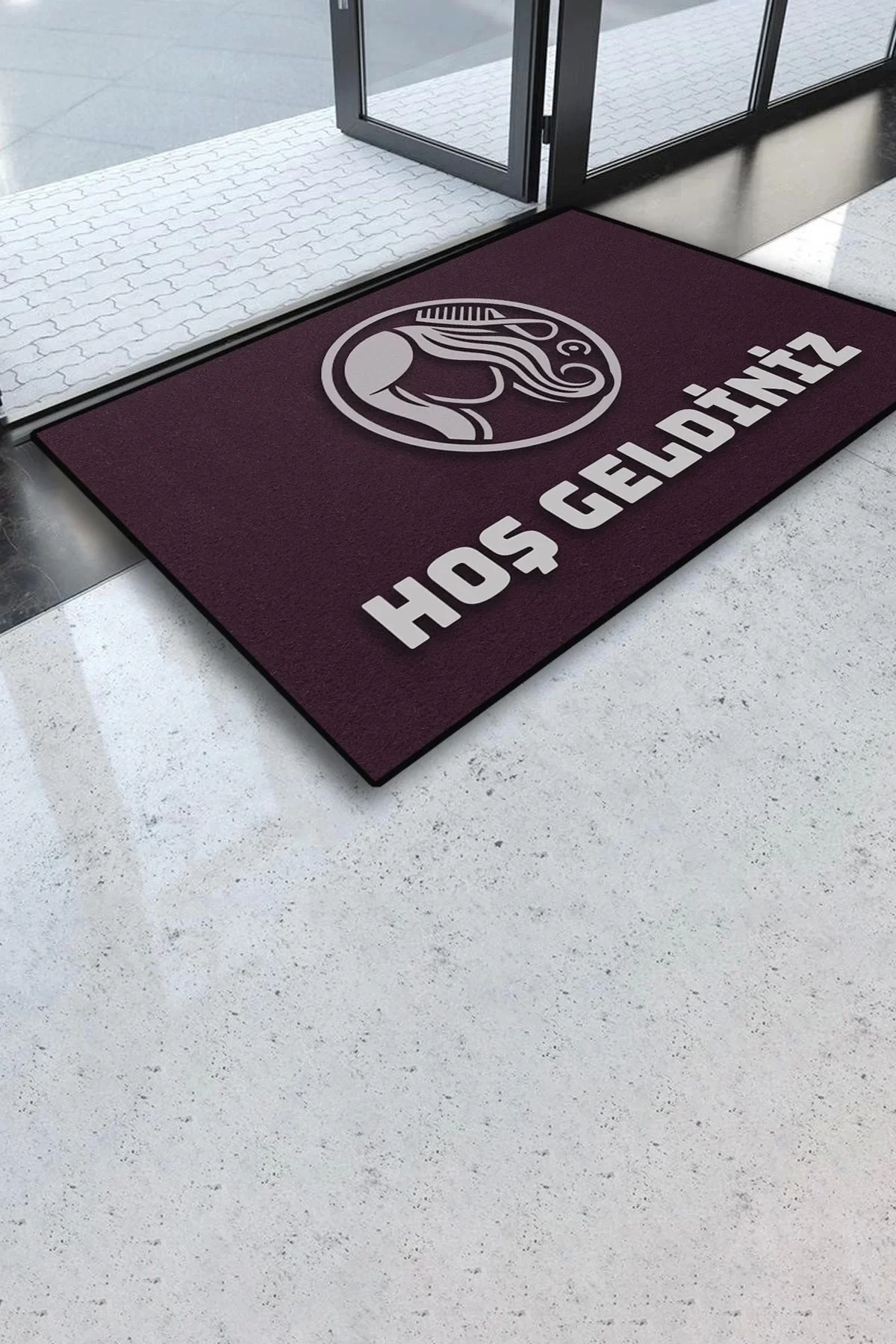 Valerine Life Bayan Kuaförü Palatinate Mor Renk Hoş Geldiniz Kapı Önü Paspası 45x70cm