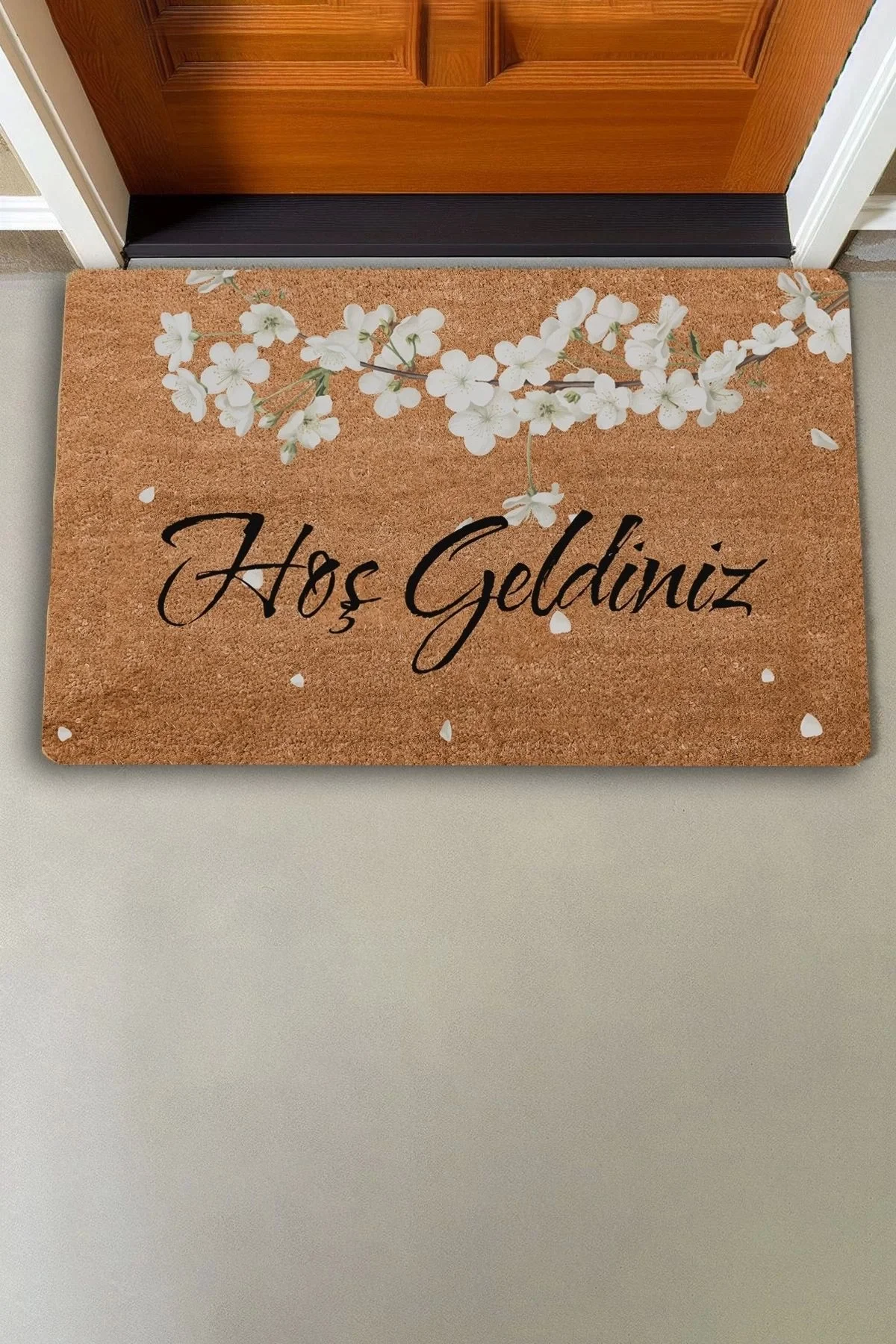 Valerine Life Beyaz Japon Kiraz Çiçeği Hoş Geldiniz Kapı Önü Paspası 45x70cm