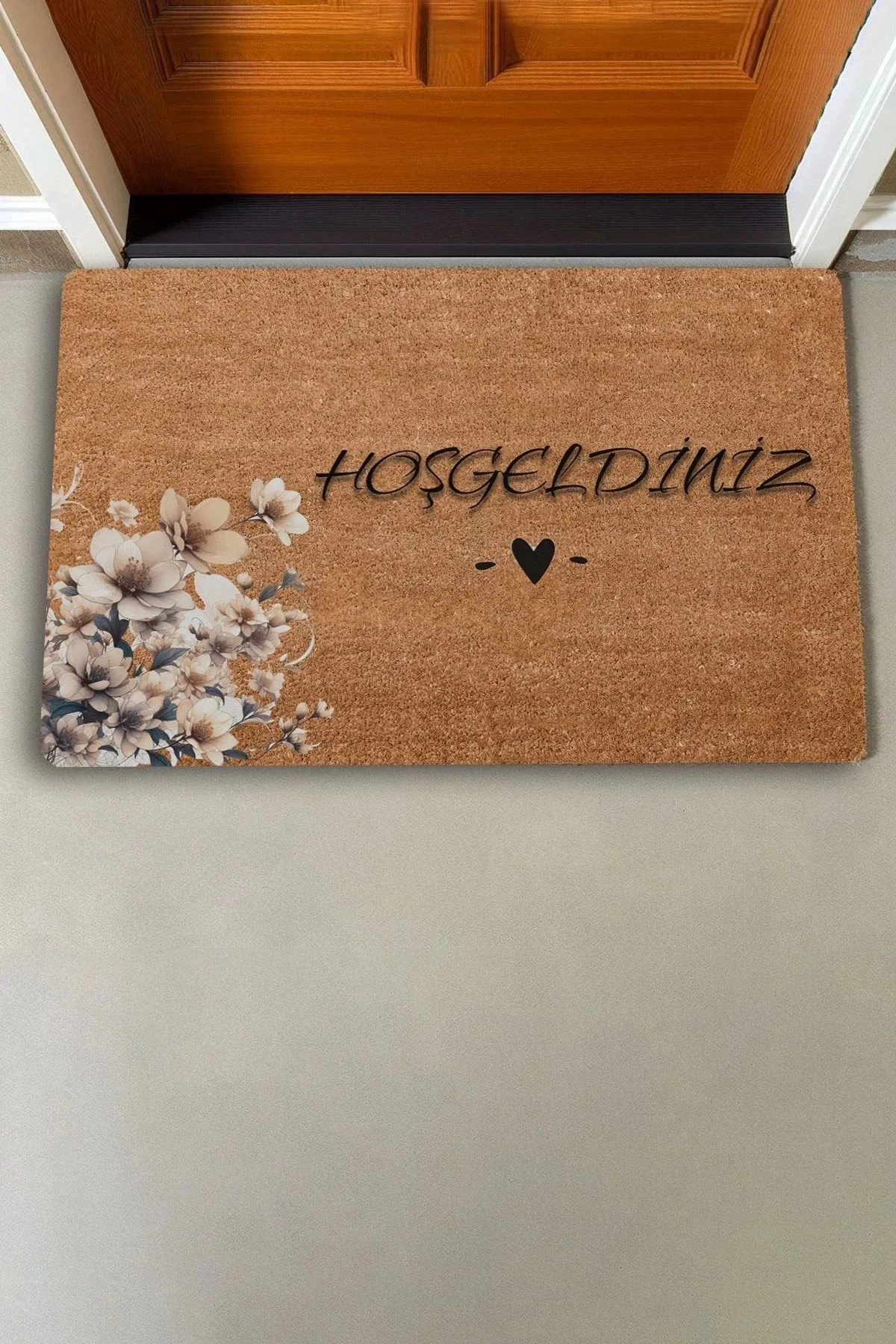 Valerine Life Beyaz Petunyalar Hoş Geldiniz Kapı Önü Paspası 45x70cm