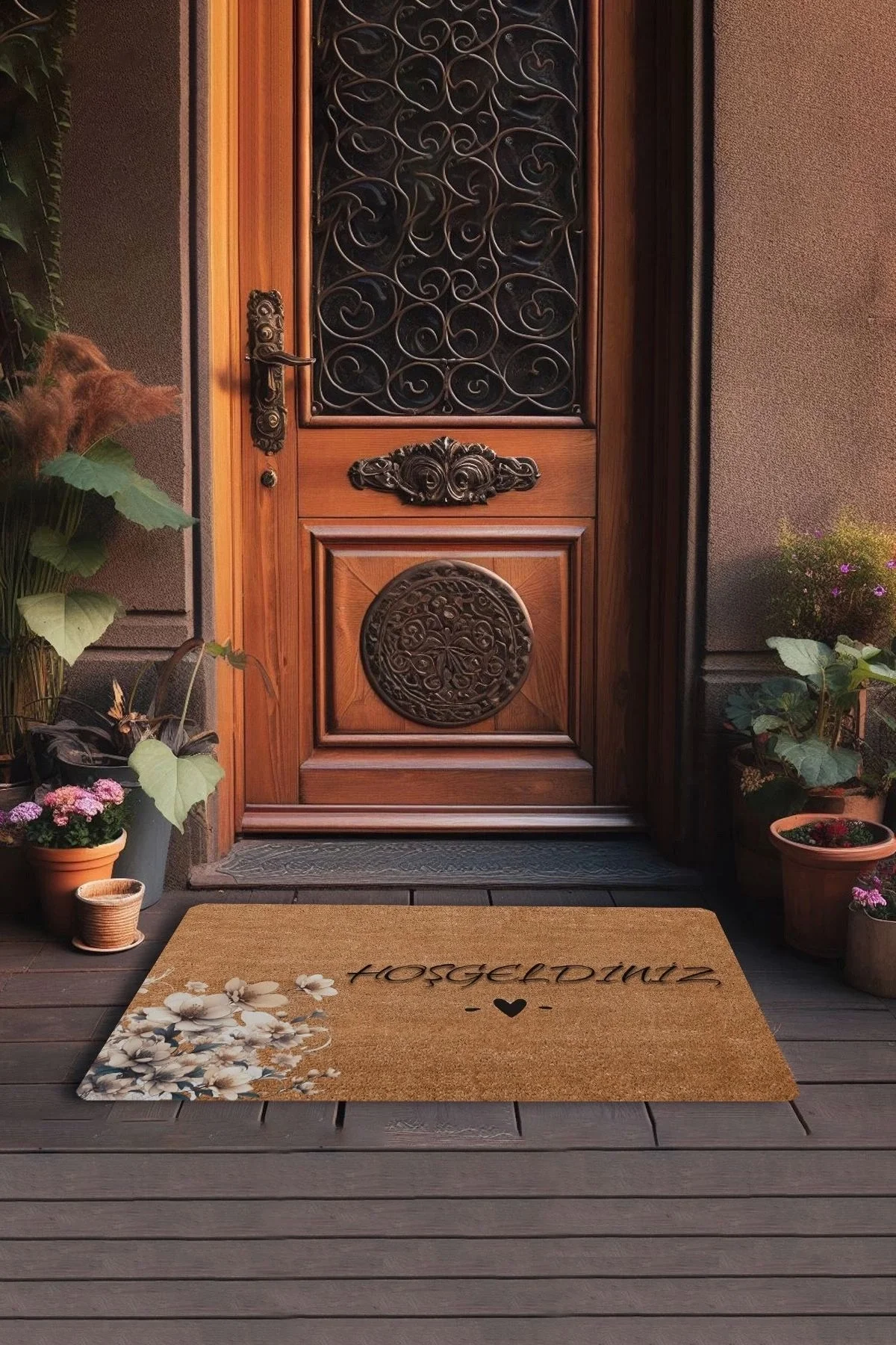 Valerine Life Beyaz Petunyalar Hoş Geldiniz Kapı Önü Paspası 45x70cm