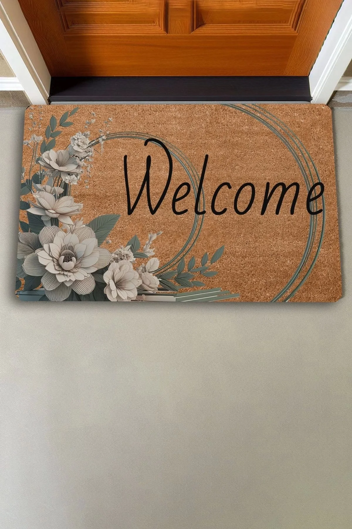 Valerine Life Beyaz Su Zambağı Welcome Kapı Önü Paspası 45x70cm