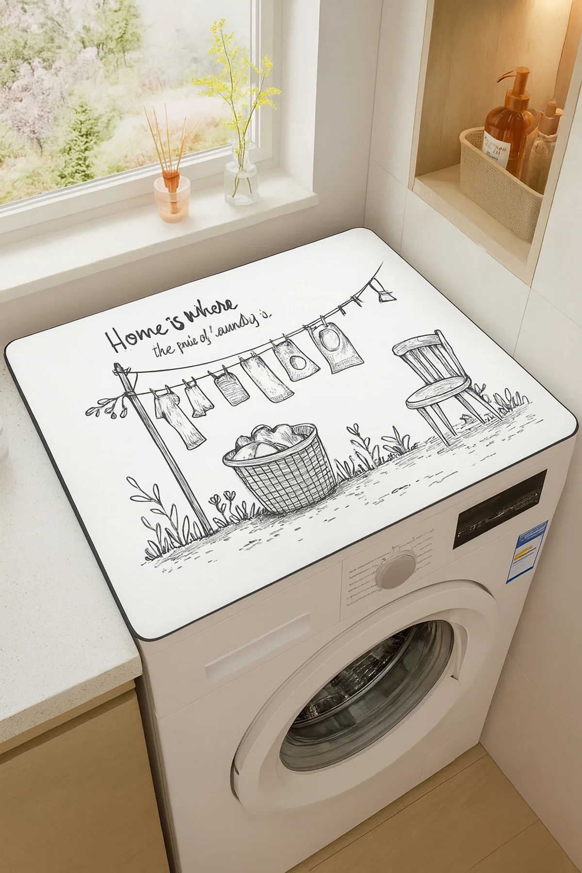 Valerine Life Çamaşır ve Kurutma Makinesi Üstü Düzenleyici Matı Örtüsü Kaymaz Sıvı Geçirmez 27CMD251011