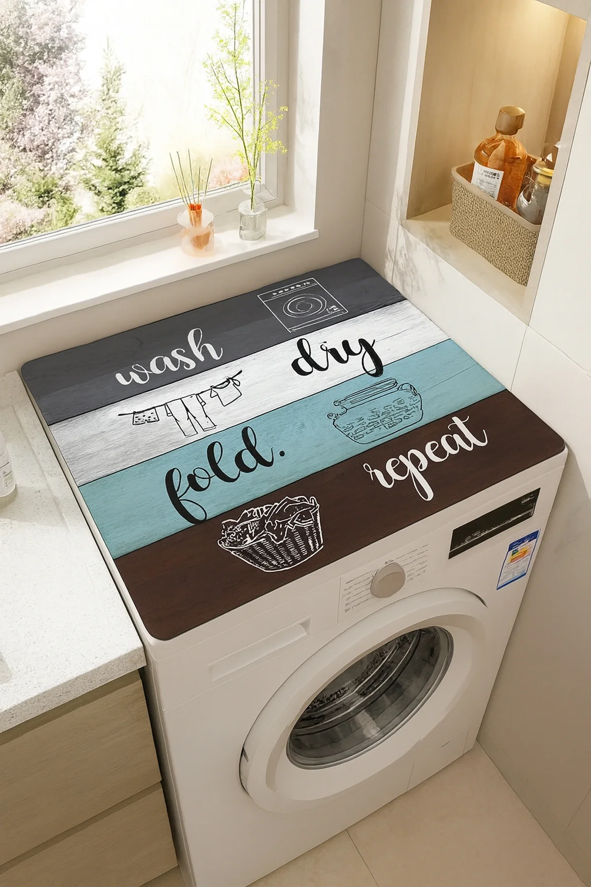 Valerine Life Çamaşır ve Kurutma Makinesi Üstü Düzenleyici Matı Örtüsü Kaymaz Sıvı Geçirmez 27CMD251014