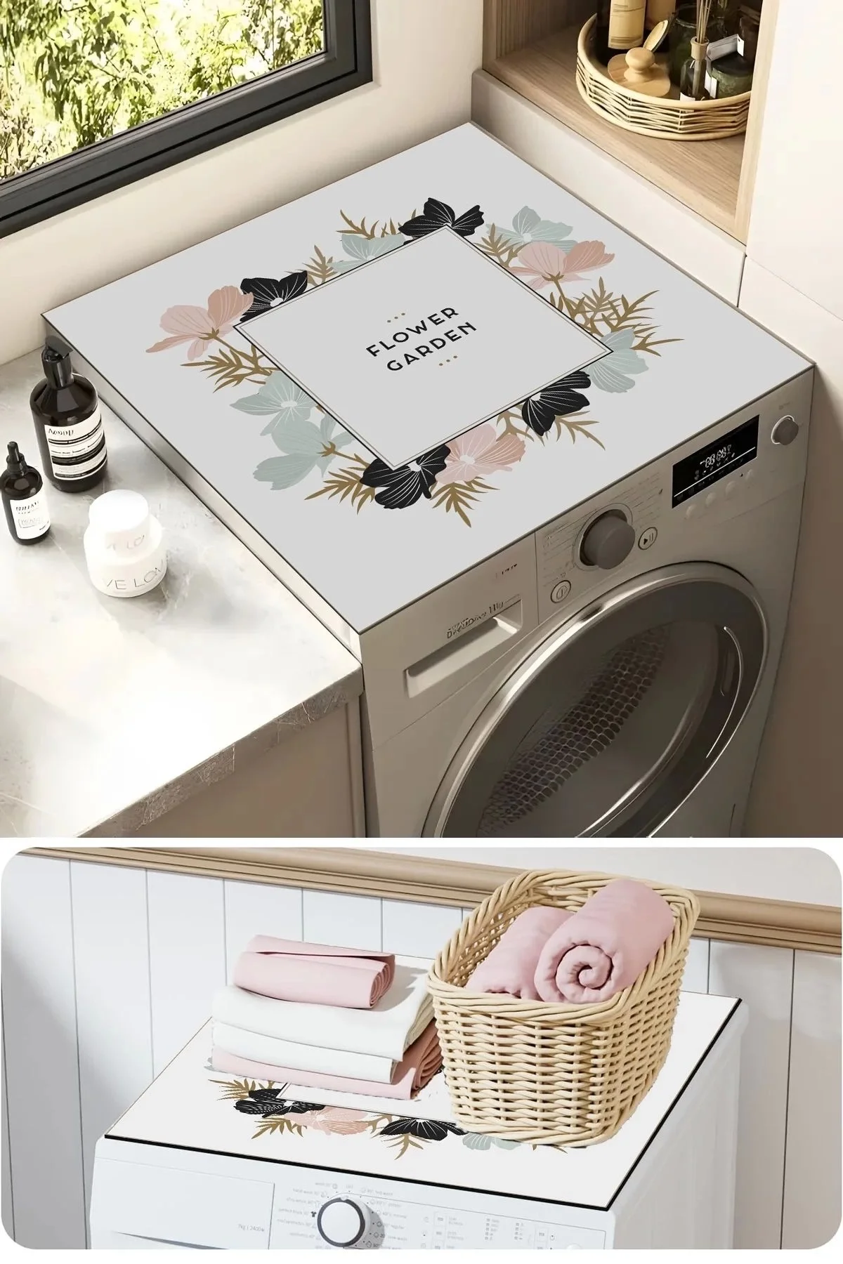 Valerine Life Çamaşır ve Kurutma Makinesi Üstü Düzenleyici Matı Örtüsü Kaymaz Sıvı Geçirmez 27CMD240606