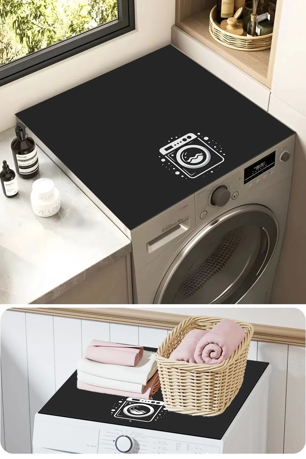 Valerine Life Çamaşır ve Kurutma Makinesi Üstü Düzenleyici Matı Örtüsü Kaymaz Sıvı Geçirmez 27CMD240602