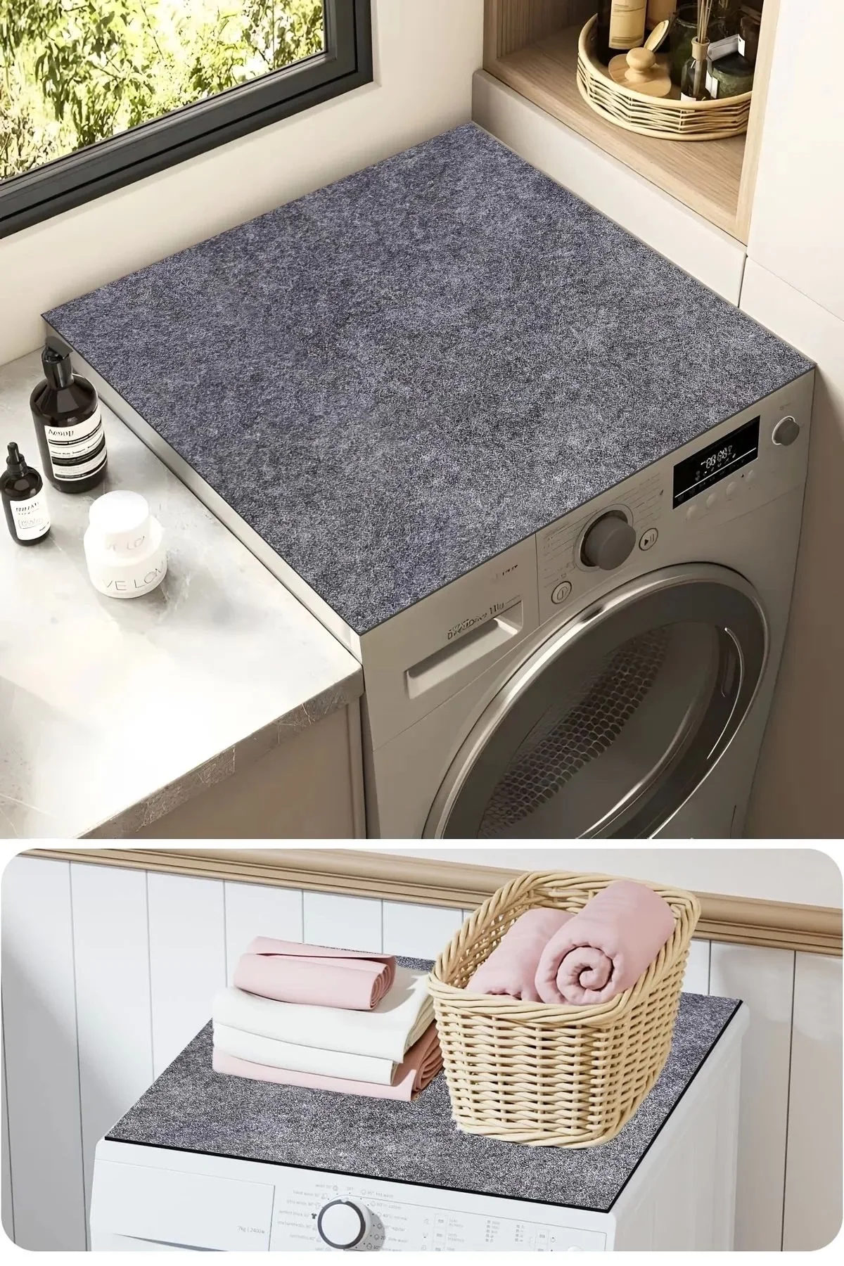 Valerine Life Çamaşır ve Kurutma Makinesi Üstü Düzenleyici Matı Örtüsü Kaymaz Sıvı Geçirmez 27CMD240604