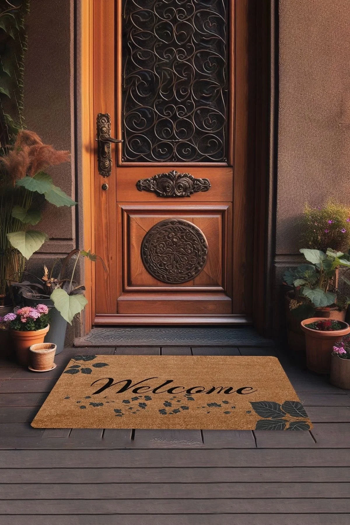 Valerine Life Ceviz Yaprağı Welcome Kapı Önü Paspası 45x70cm
