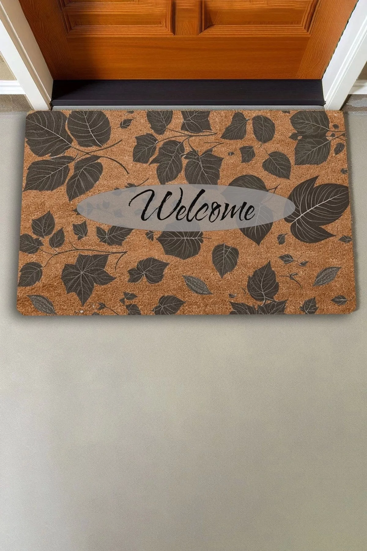 Valerine Life Ceviz Yaprakları Welcome Kapı Önü Paspası 45x70cm