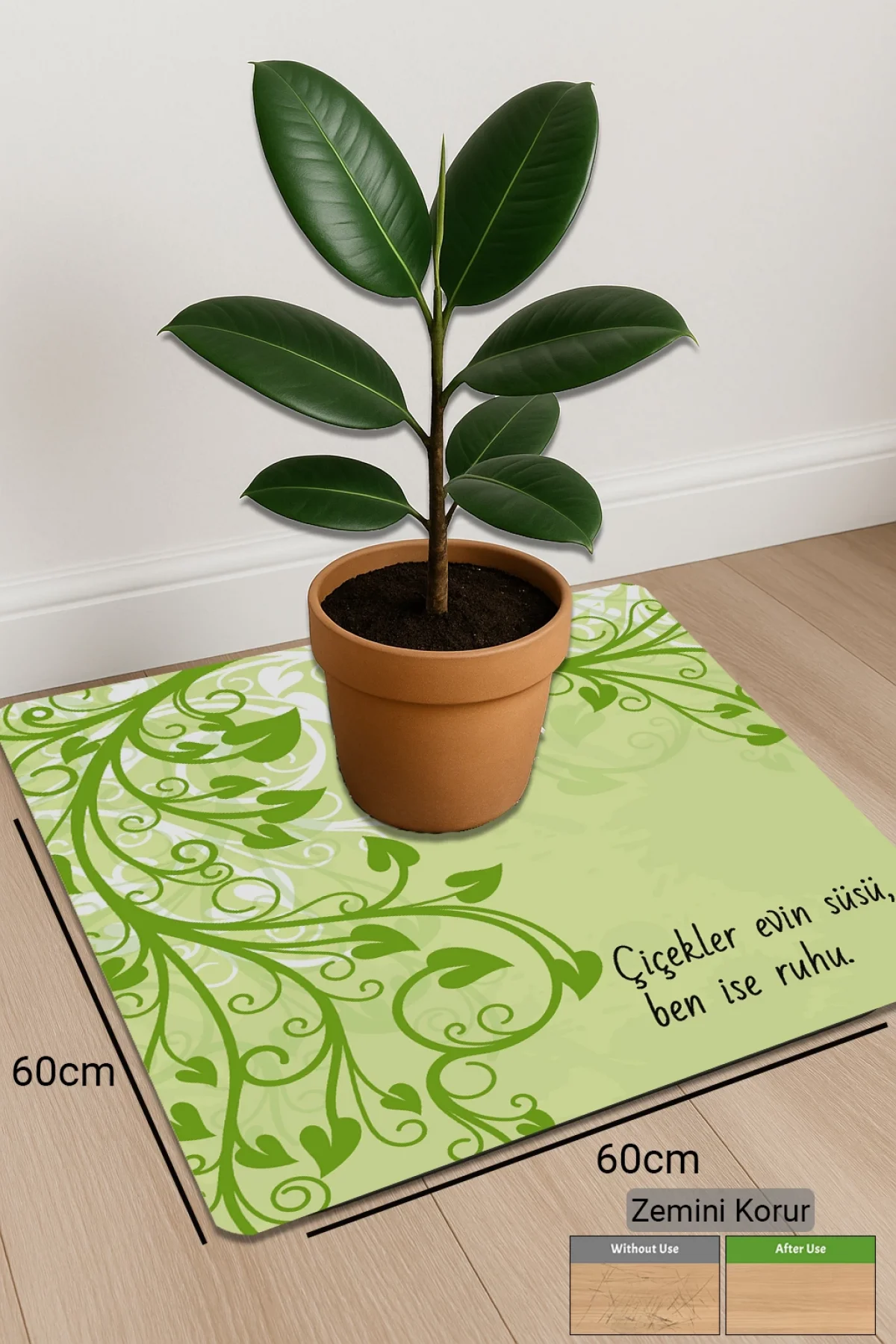 Valerine Life Çiçek Saksı Matı Salon Balkon Bitkileri Zemin Koruyucu Kaymaz Saksı Altlığı 60x60cm 27SAD250621