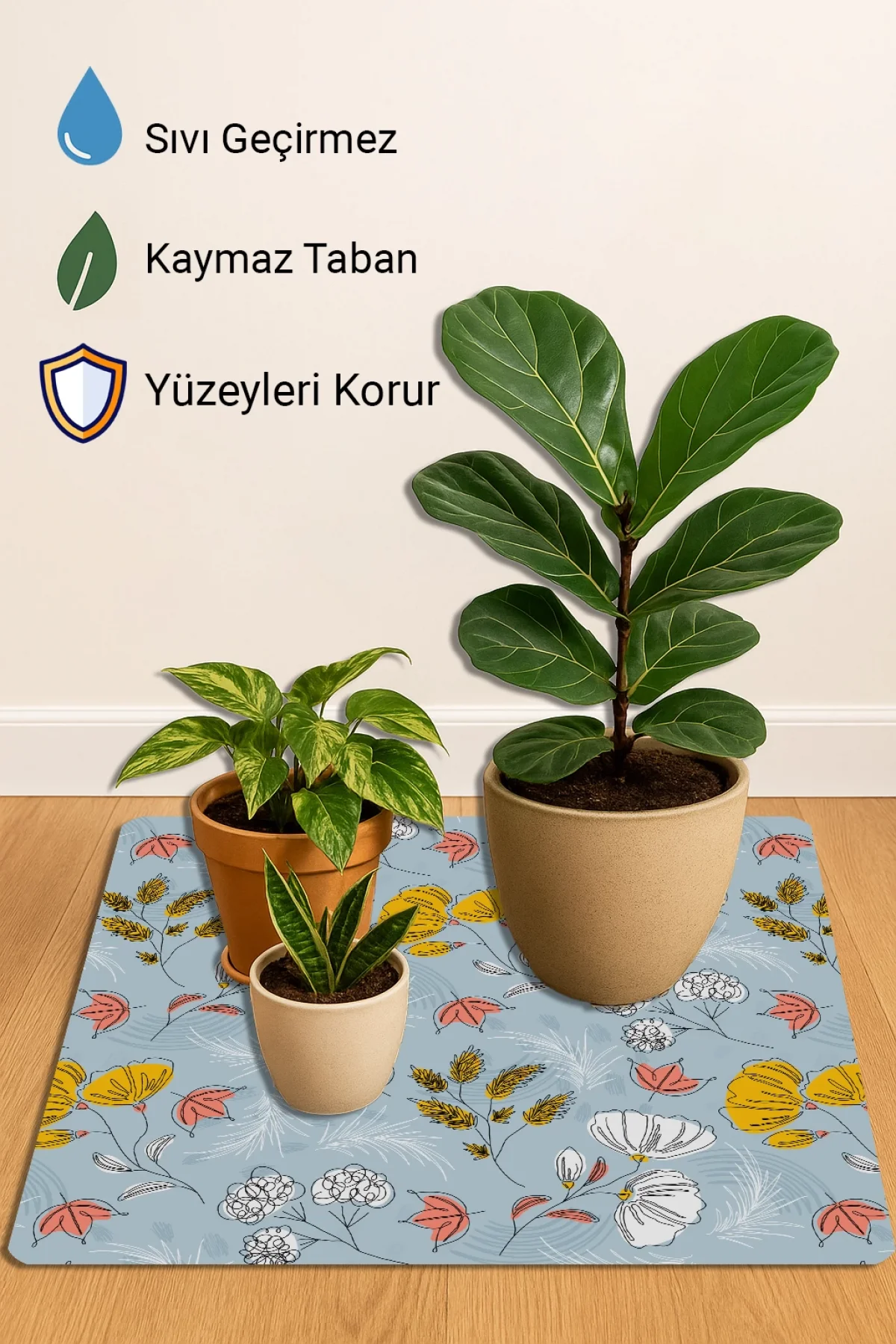 Valerine Life Çiçek Saksı Matı Salon Balkon Bitkileri Zemin Koruyucu Kaymaz Saksı Altlığı 60x60cm 27SAD250622