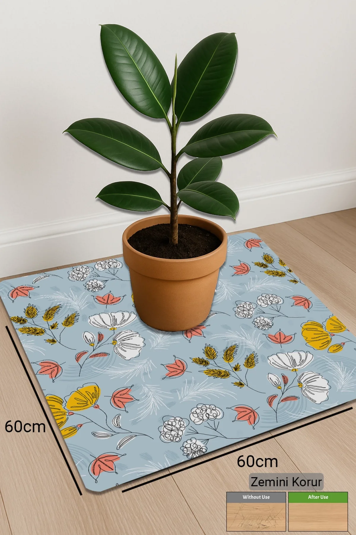 Valerine Life Çiçek Saksı Matı Salon Balkon Bitkileri Zemin Koruyucu Kaymaz Saksı Altlığı 60x60cm 27SAD250622