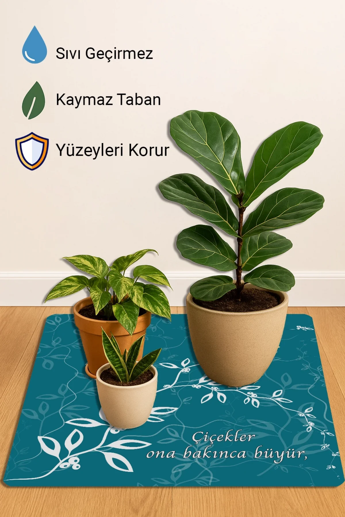 Valerine Life Çiçek Saksı Matı Salon Balkon Bitkileri Zemin Koruyucu Kaymaz Saksı Altlığı 60x60cm 27SAD250623