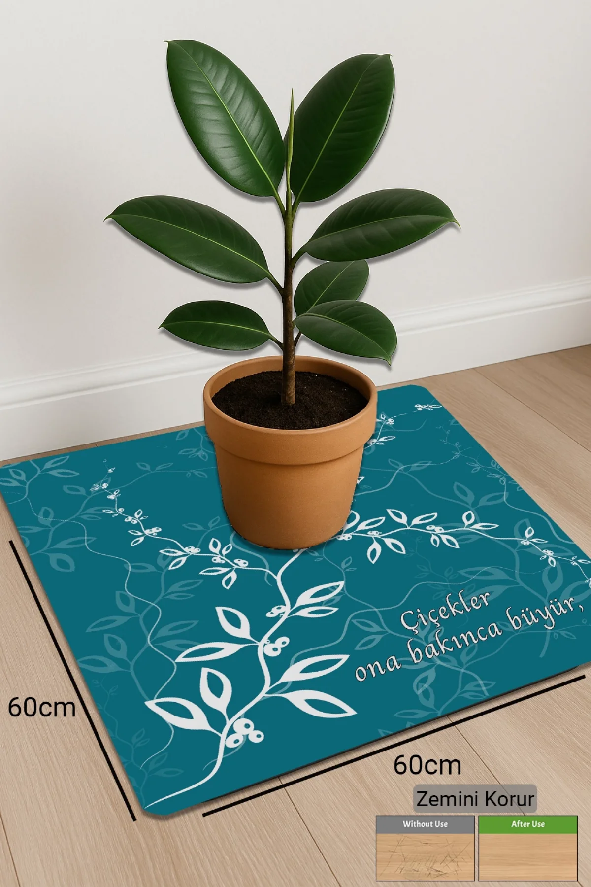 Valerine Life Çiçek Saksı Matı Salon Balkon Bitkileri Zemin Koruyucu Kaymaz Saksı Altlığı 60x60cm 27SAD250623