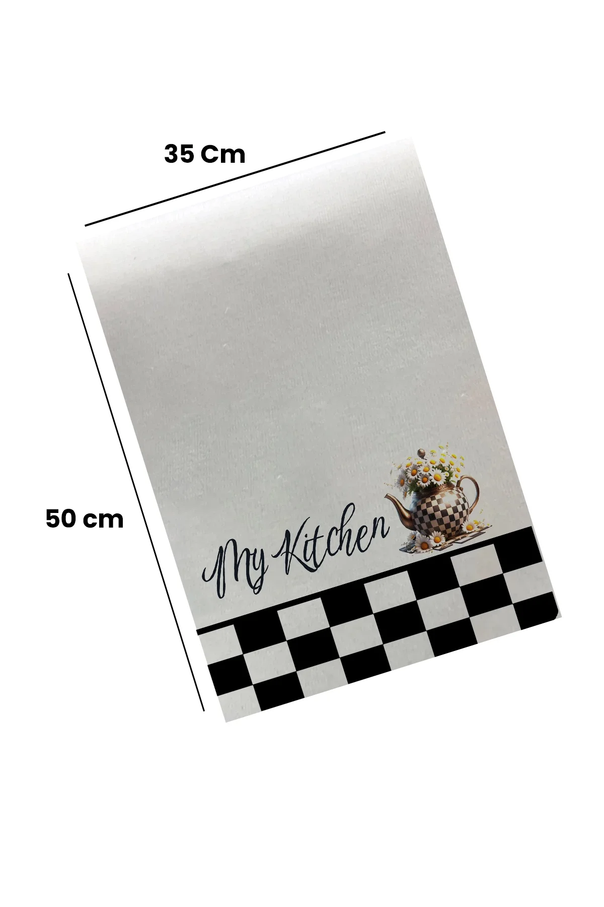 Valerine Life My Kitchen Dama Desenli Papatyalı Mutfak Kurulama Fırın Beyaz El Havlusu %100 Pamuklu 35x50cm 2 Adet