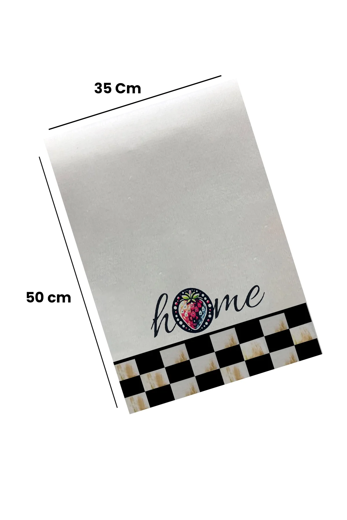 Valerine Life Çilekli Dama Desenli Home Mutfak Kurulama ve Fırın Beyaz El Havlusu %100 Pamuklu 35x50cm 2 Adet